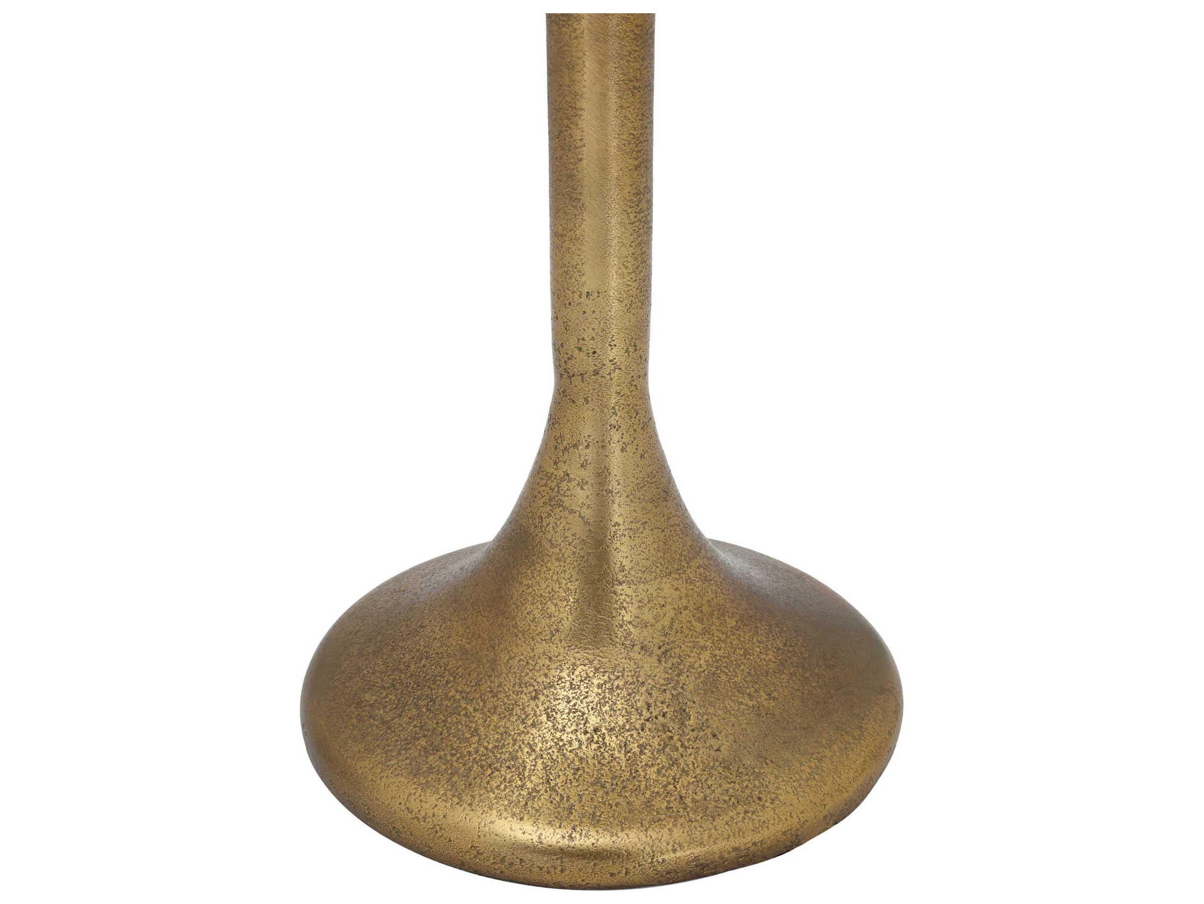 Currey & Company Wilderness Round Marble Antique Brass Natural End Table