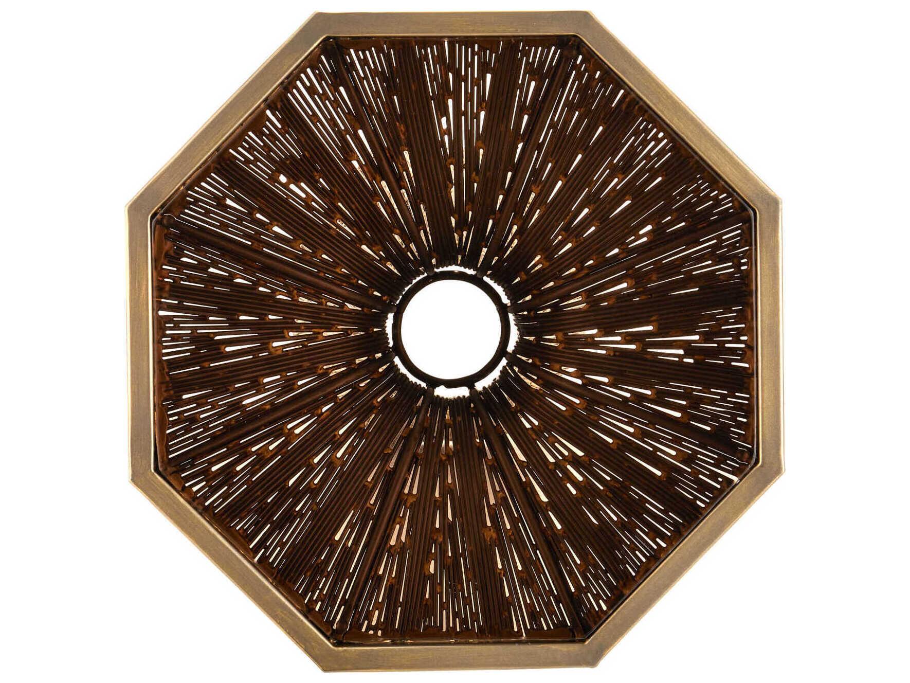 Currey & Company Castor Octagon Glass Iron Bronze Smoke End Table