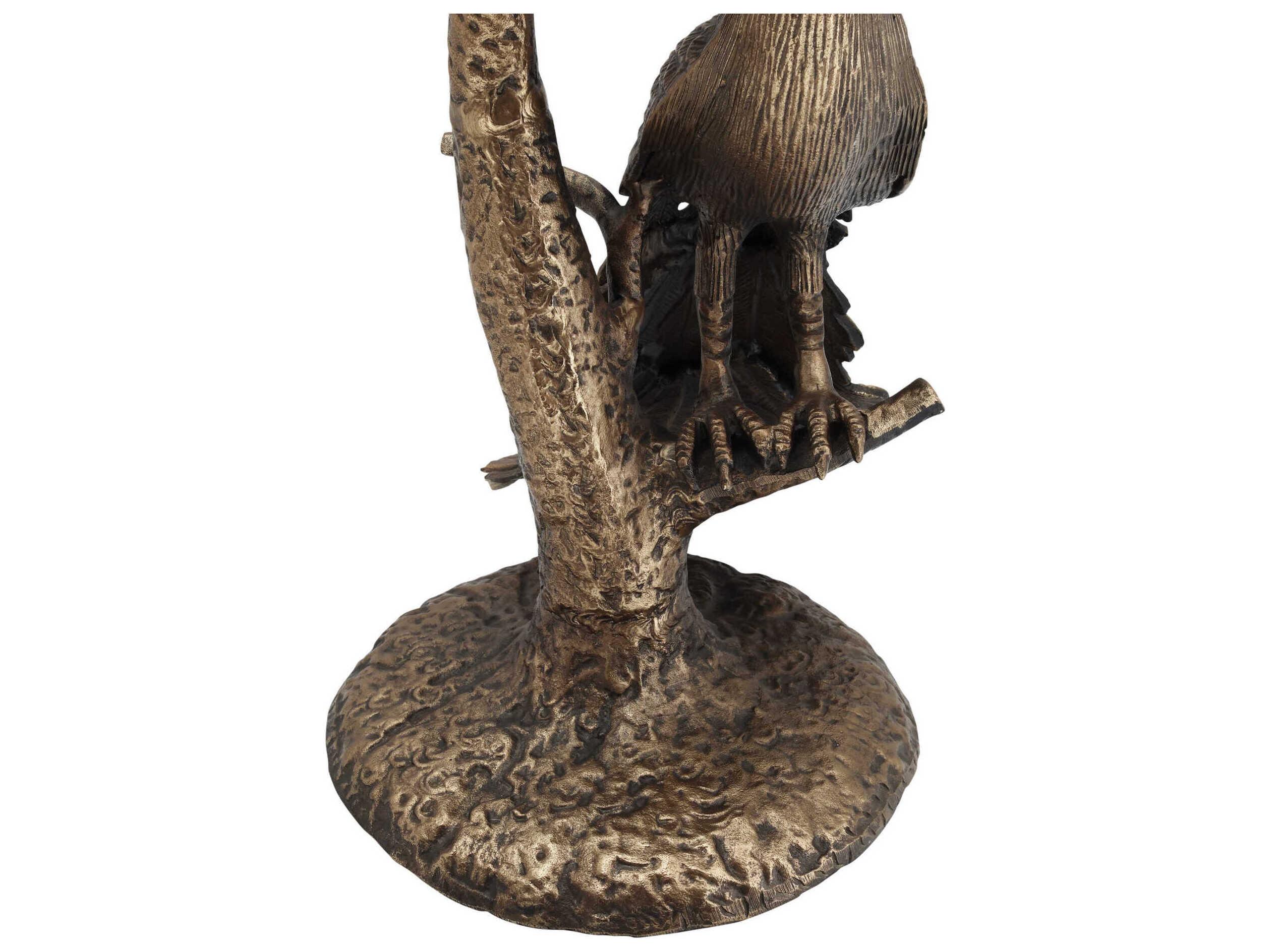 Currey & Company Paonne Round Glass Antique Gold Clear End Table