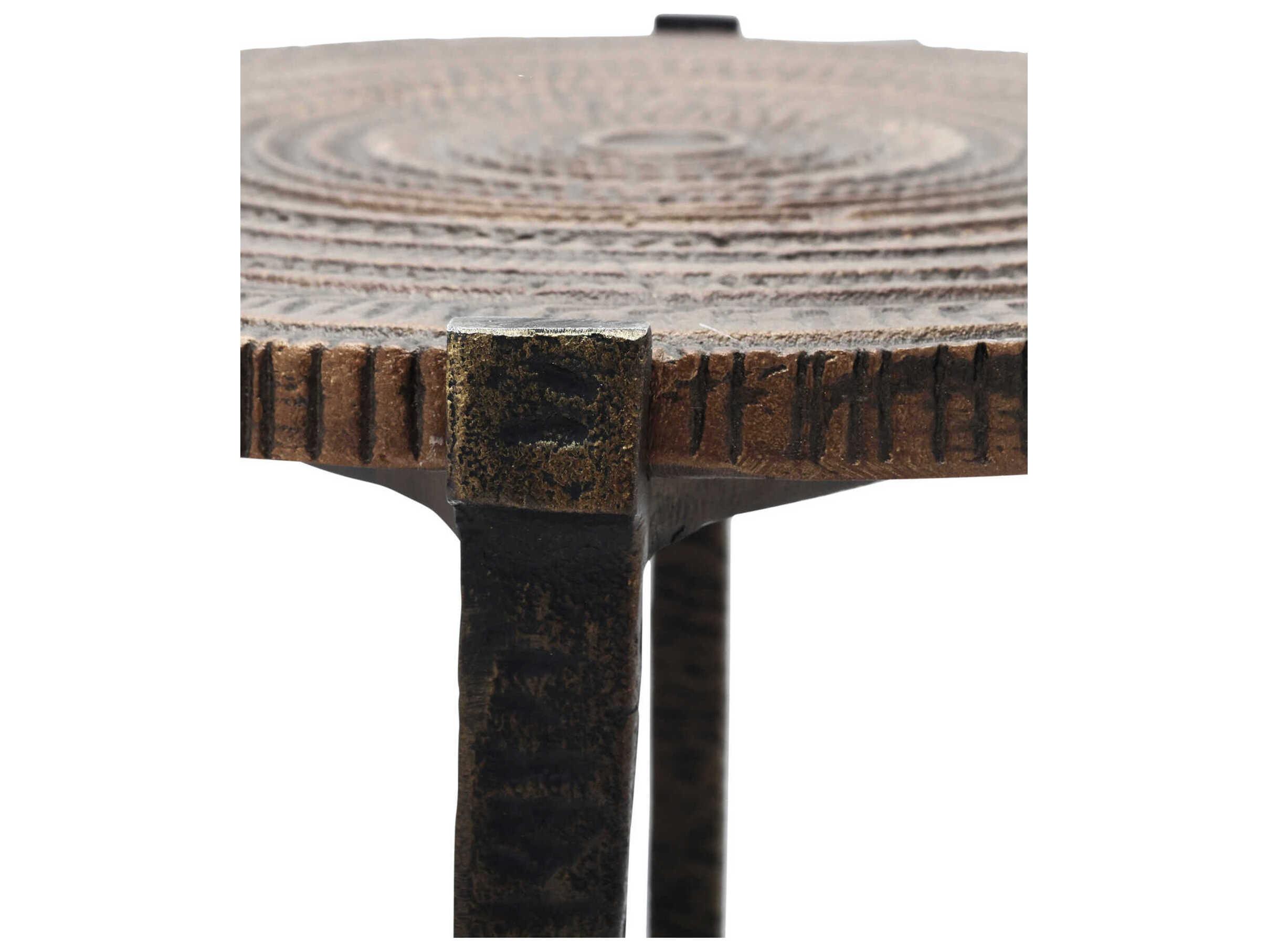 Currey & Company Unity Round Metal Antique Bronze Dark End Table