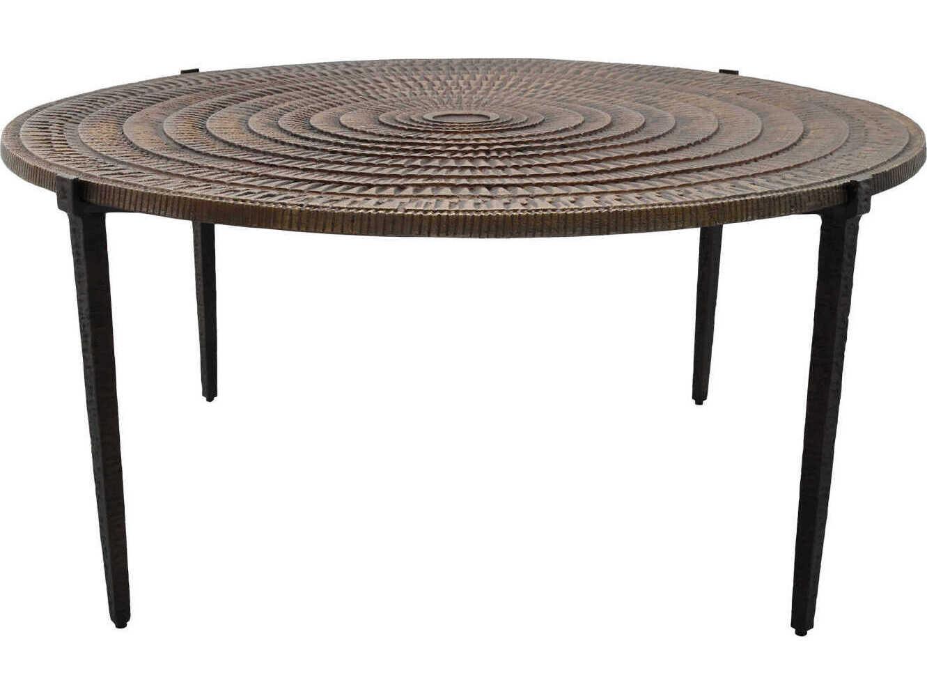 Currey & Company Unity Round Metal Antique Bronze Dark Coffee Table