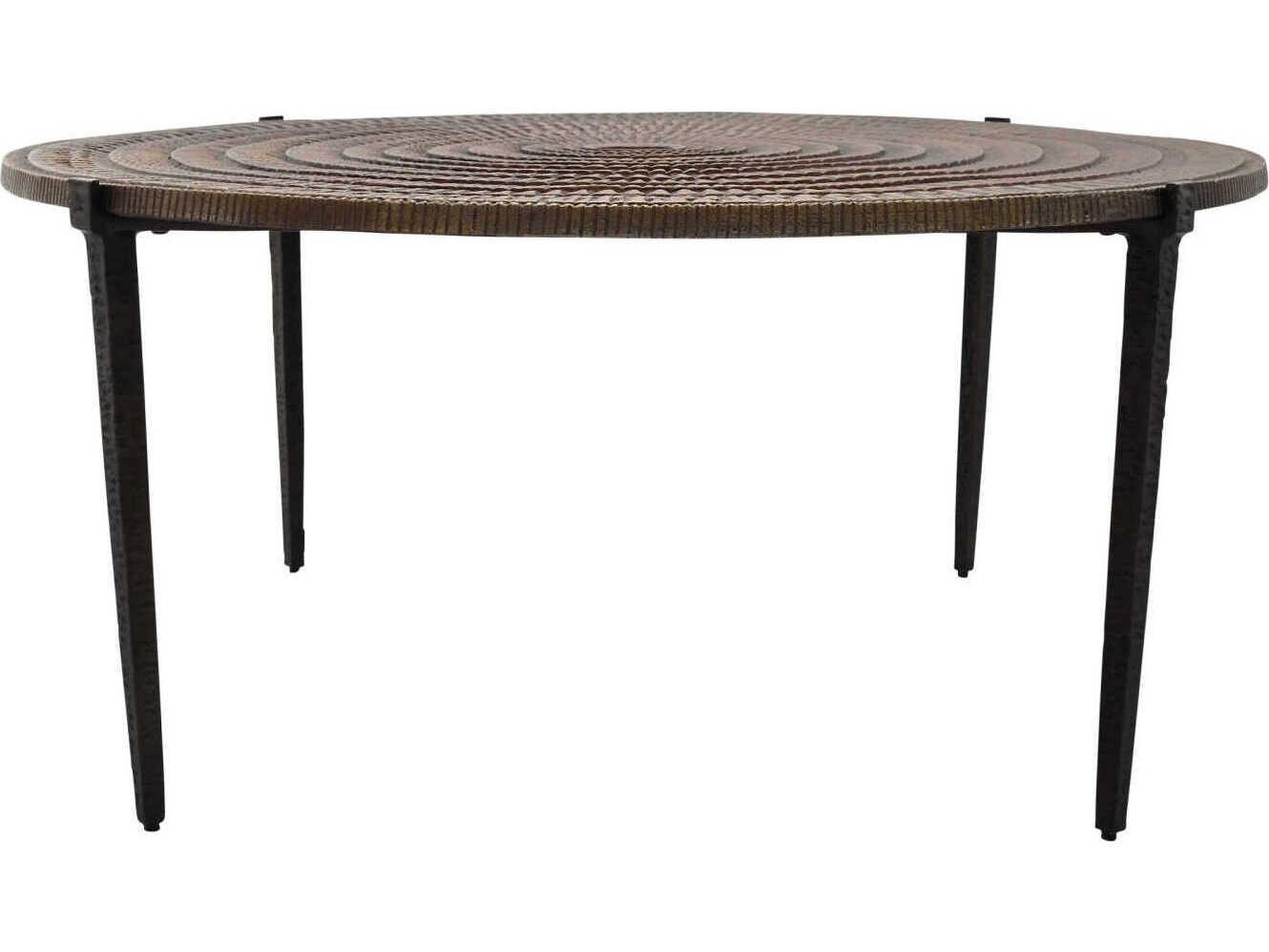Currey & Company Unity Round Metal Antique Bronze Dark Coffee Table