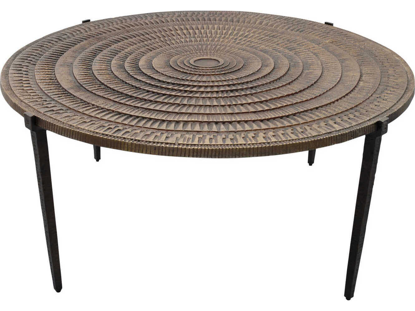 Currey & Company Unity Round Metal Antique Bronze Dark Coffee Table
