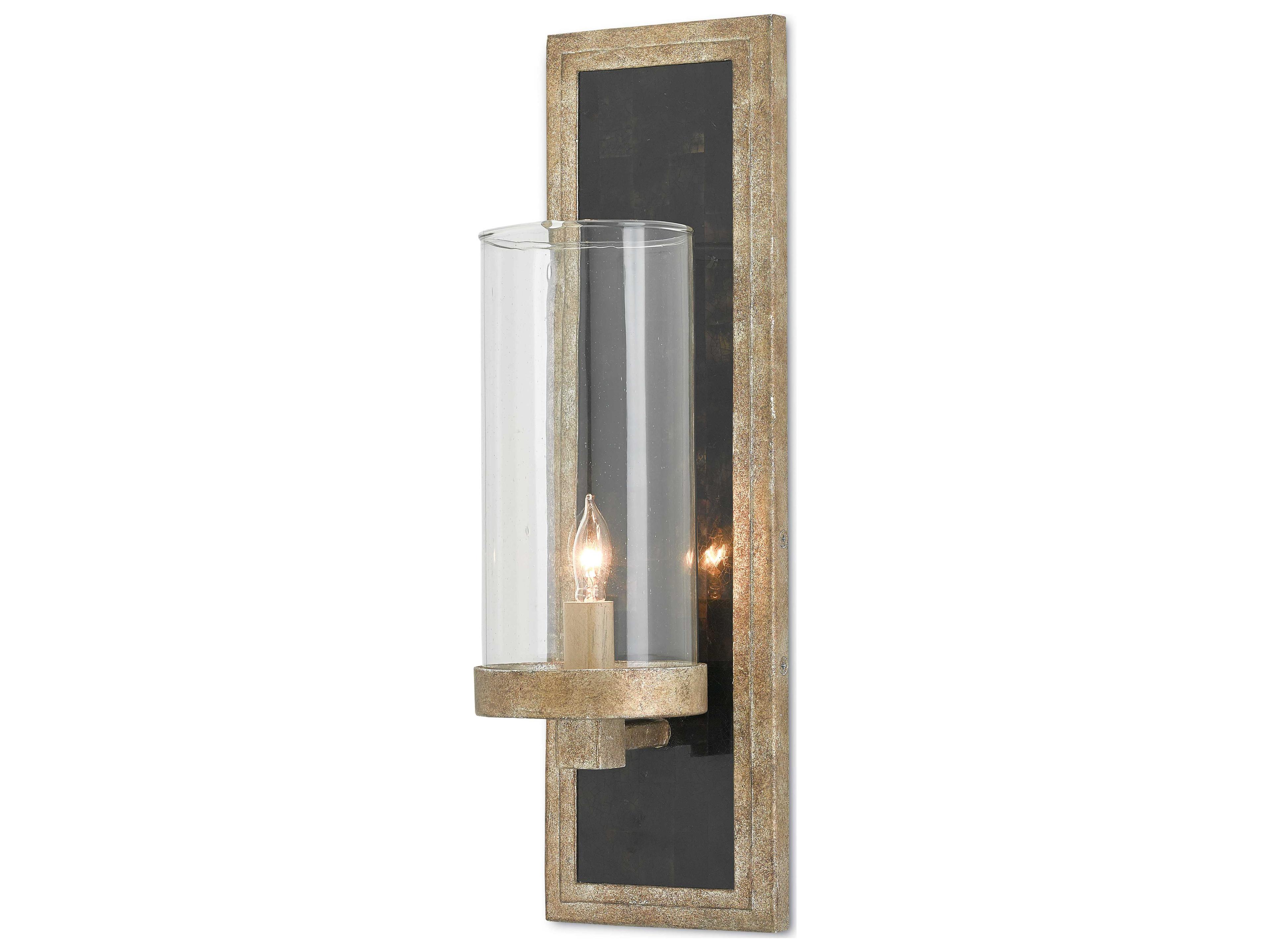 Currey & Company Charade Antique Silver Leaf Glass Wall Sconce