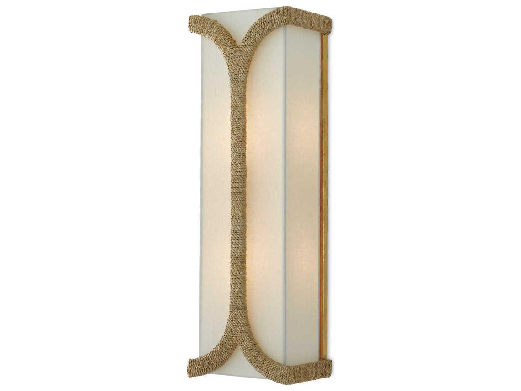 Currey & Company Carthay 2-Light Natural Dark Contemporary Gold Leaf Brown Wall Sconce