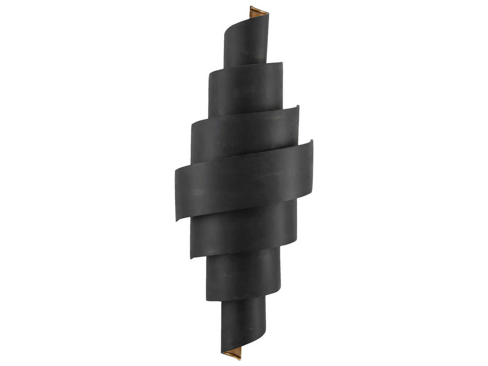 Currey & Company Chiffonade 2-Light French Black Painted Gold Wall Sconce
