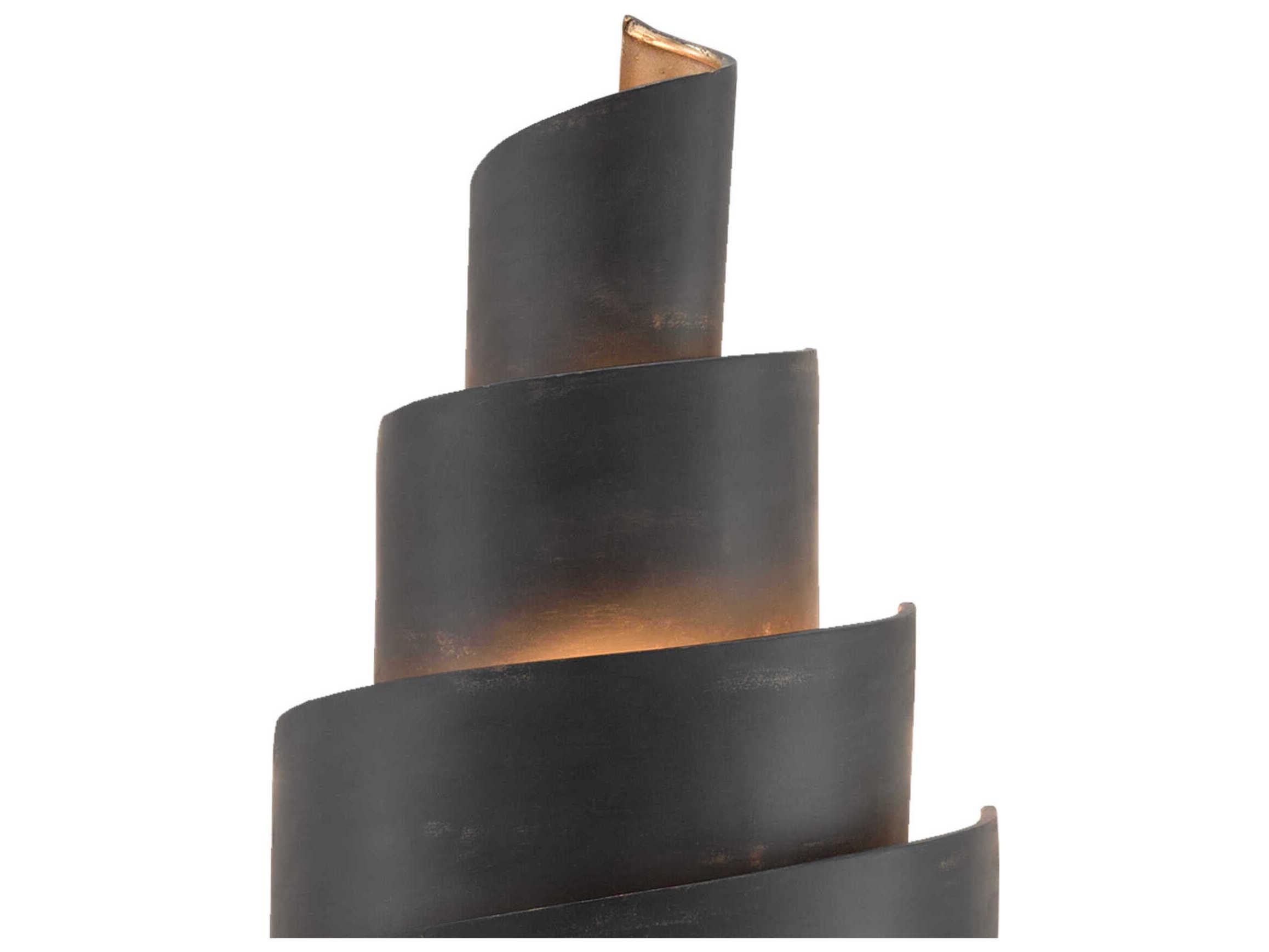 Currey & Company Chiffonade 2-Light French Black Painted Gold Wall Sconce