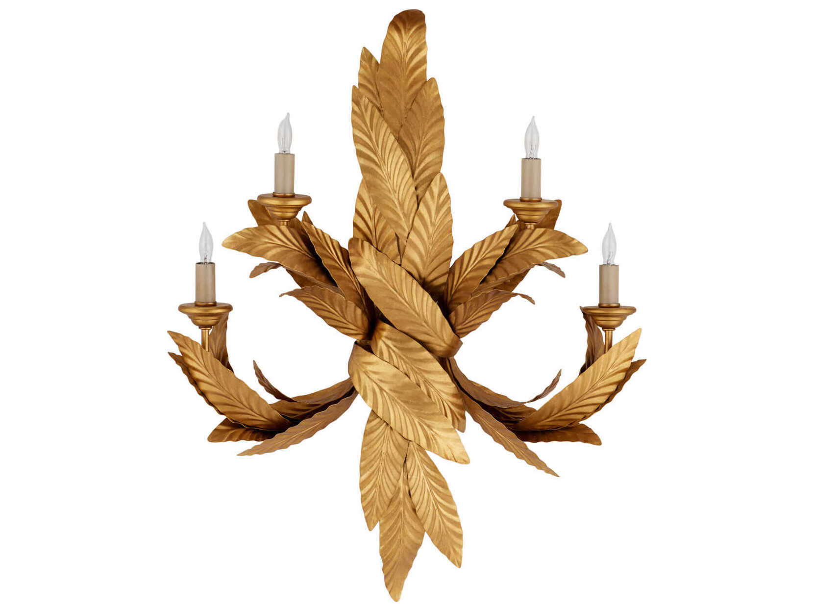 Currey & Company Apollo 4-Light Contemporary Gold Leaf Wall Sconce