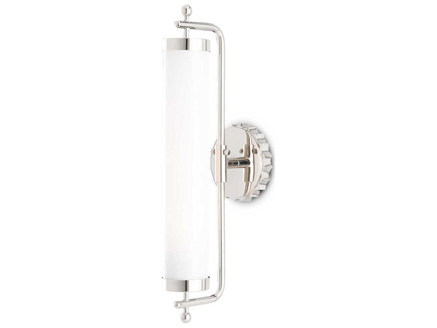 Currey & Company Latimer 1-Light Polished Nickel Glass Wall Sconce