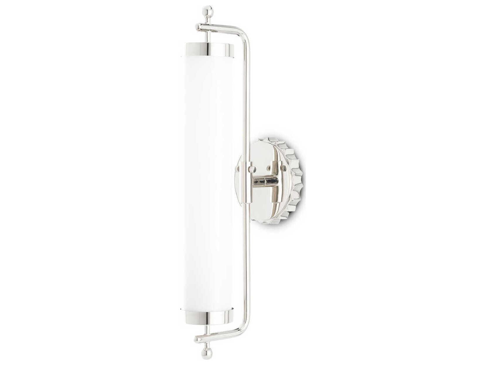 Currey & Company Latimer 1-Light Polished Nickel Glass Wall Sconce