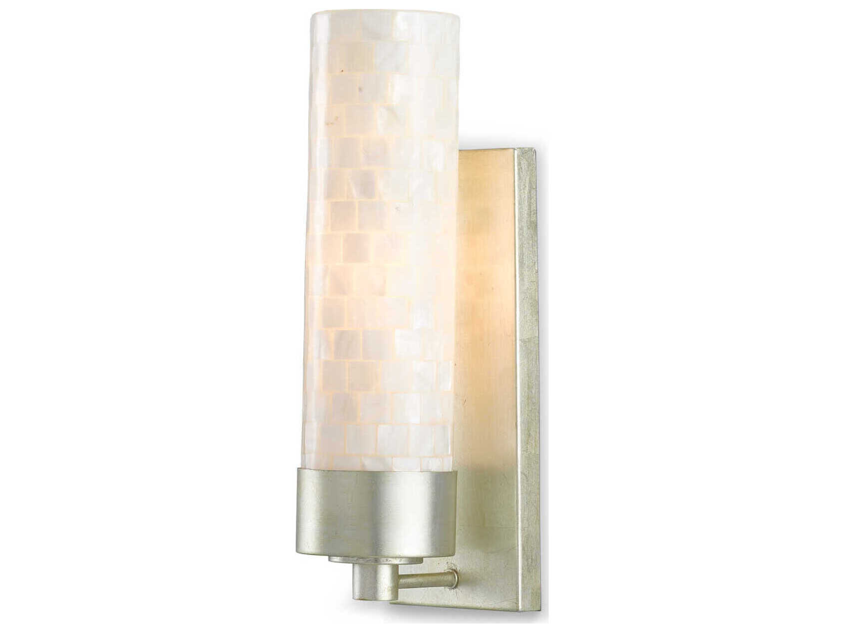 Currey & Company Abadan 1-Light Pearl Silver Leaf Glass Wall Sconce