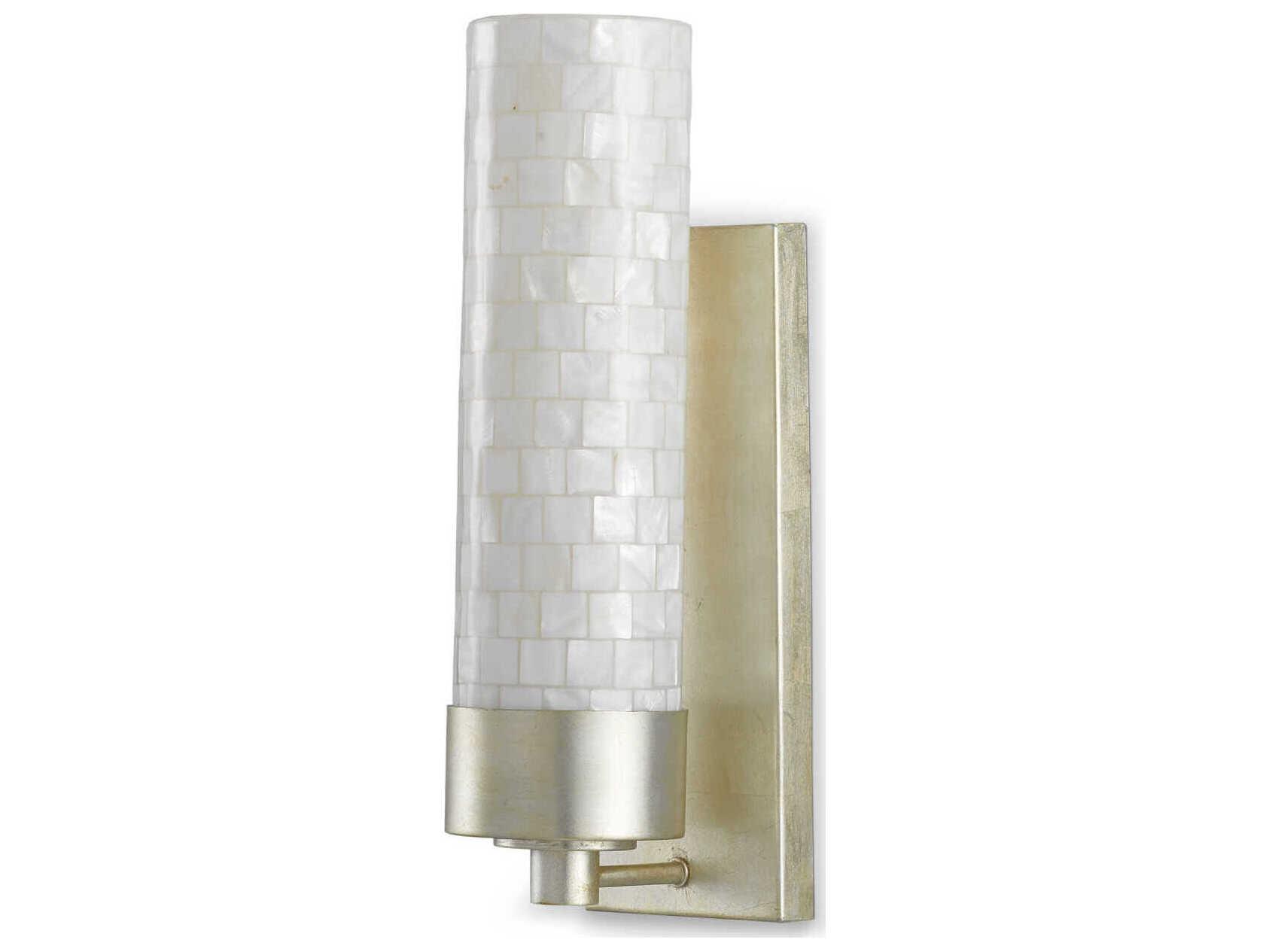 Currey & Company Abadan 1-Light Pearl Silver Leaf Glass Wall Sconce