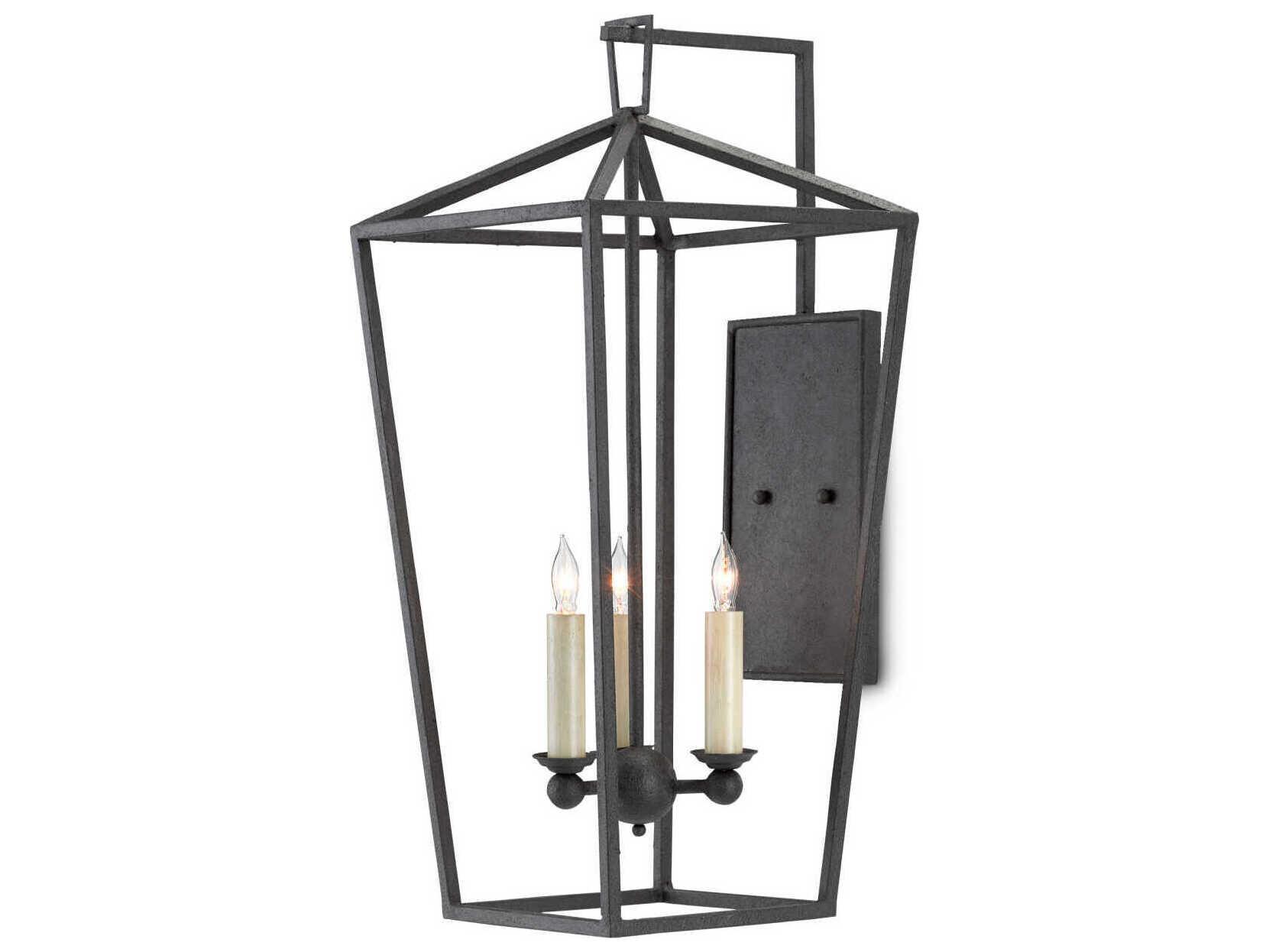 Currey & Company Denison 3-Light Mole Black Wall Sconce