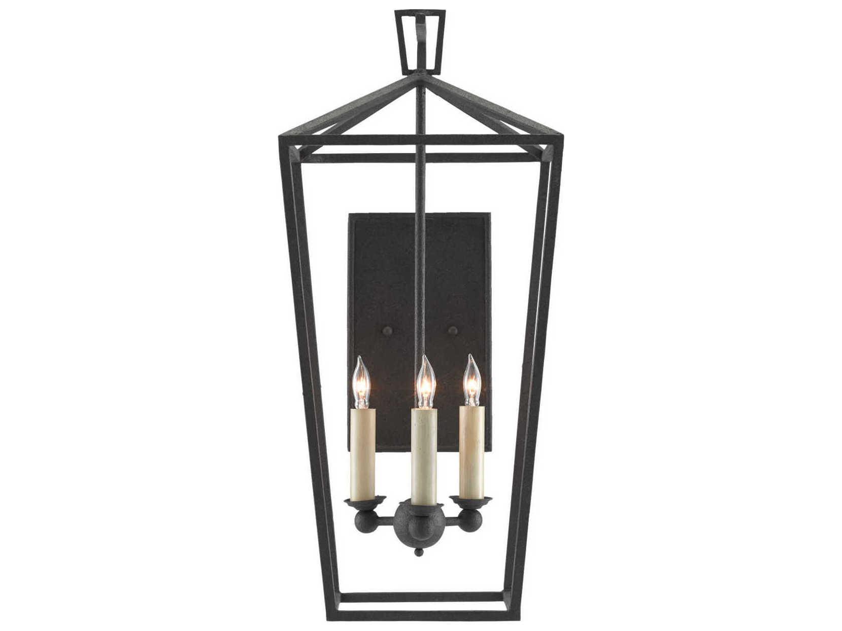 Currey & Company Denison 3-Light Mole Black Wall Sconce