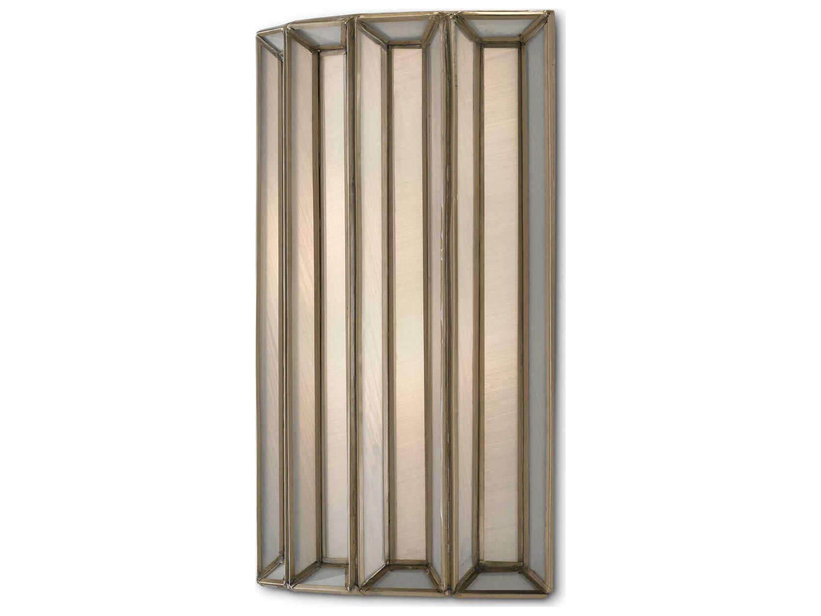 Currey & Company Daze 1-Light Antique Brass White Glass Wall Sconce
