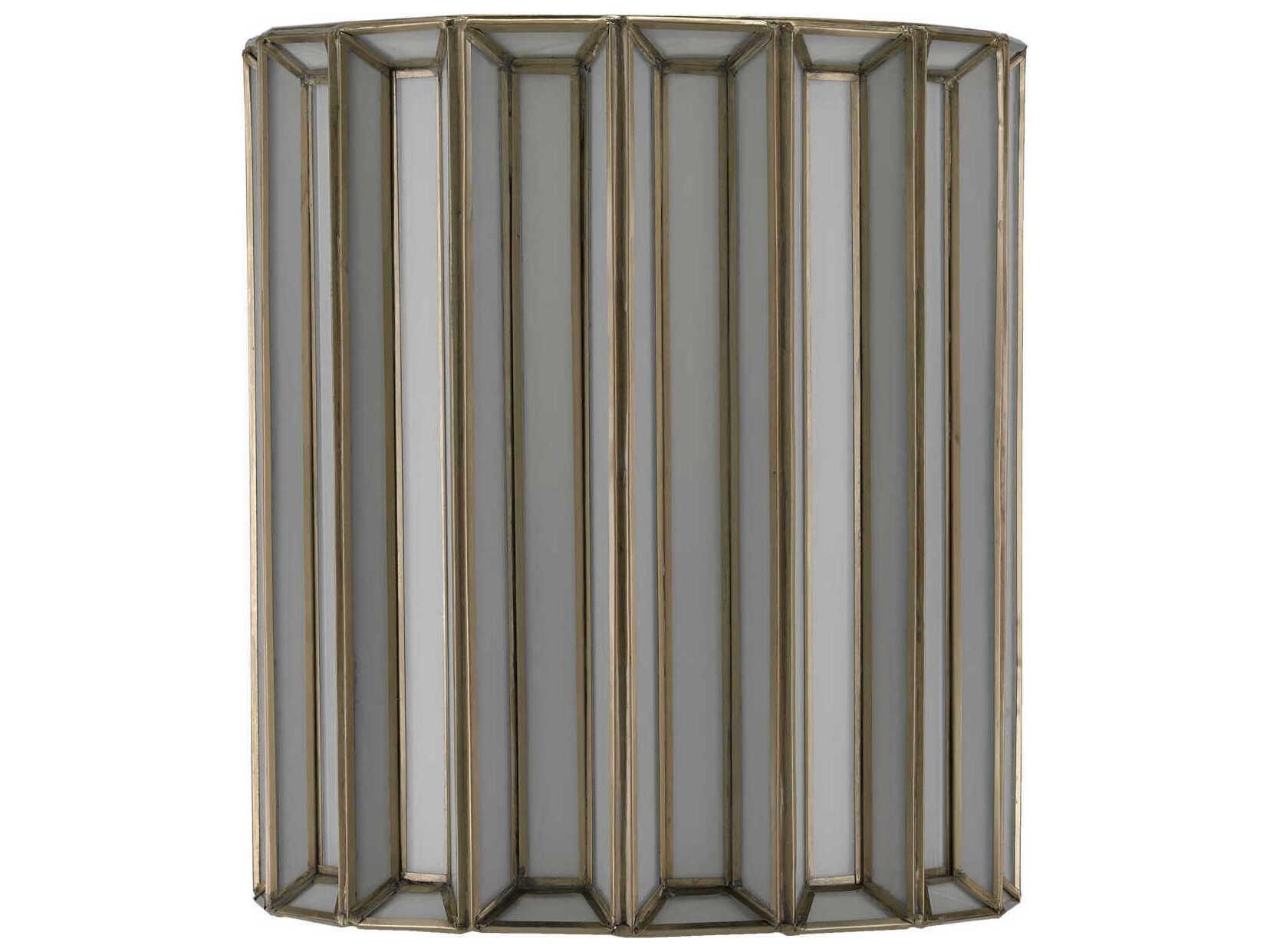 Currey & Company Daze 1-Light Antique Brass White Glass Wall Sconce