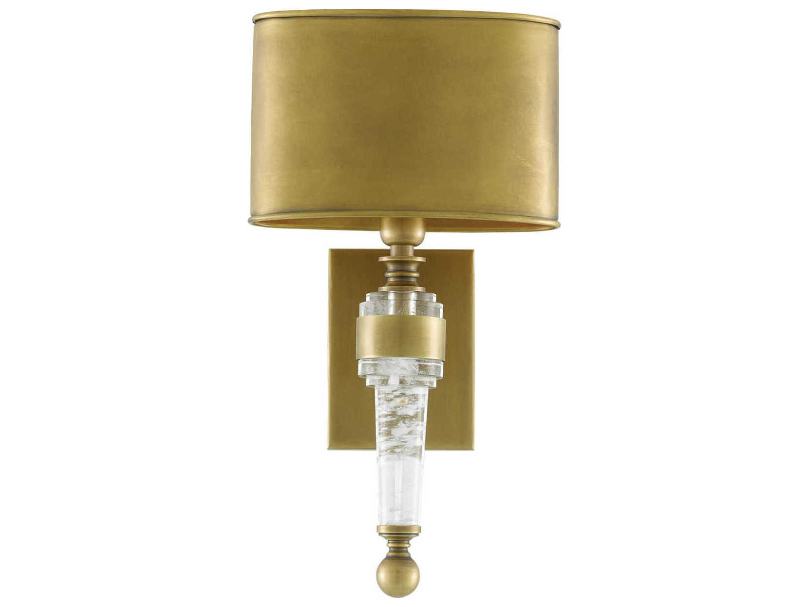 Currey & Company Lindau 1-Light Antique Brass Gold Crystal Wall Sconce