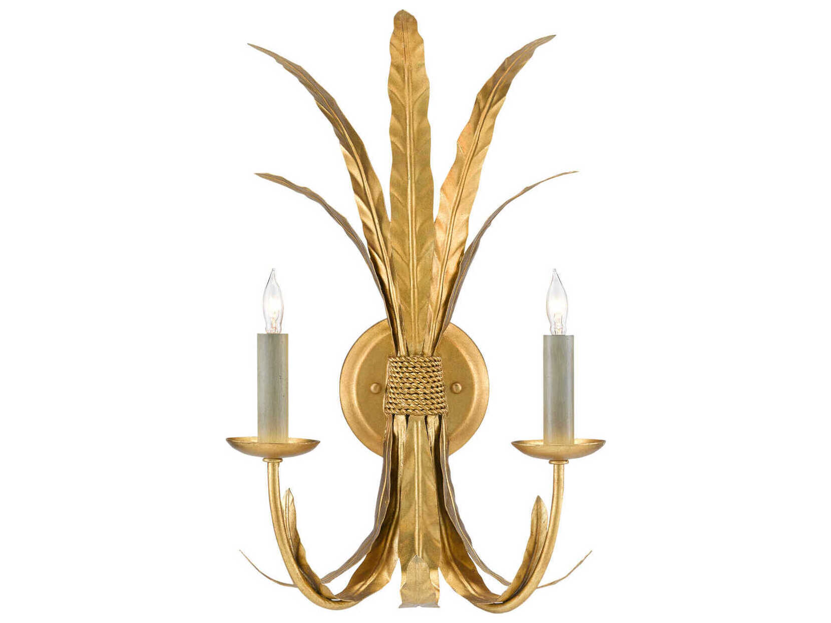 Currey & Company Bette 2-Light Grecian Gold Leaf Wall Sconce