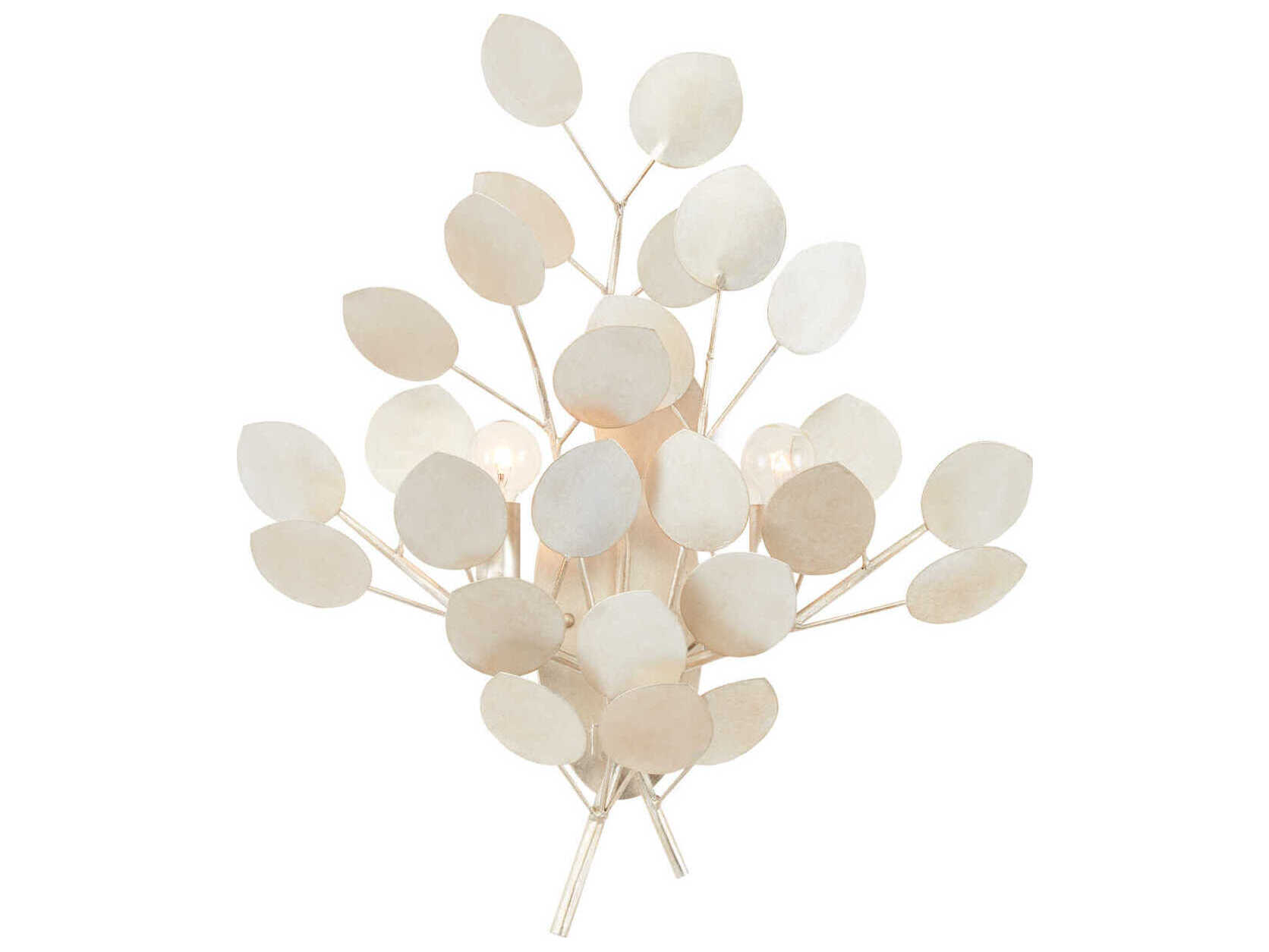 Currey & Company Lunaria 2-Light Contemporary Silver Leaf Wall Sconce