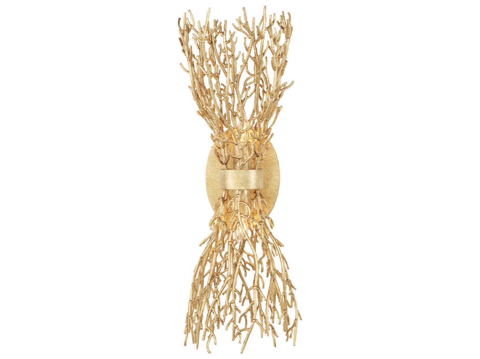 Currey & Company Sea Fan 2-Light Gold Gilt Wall Sconce