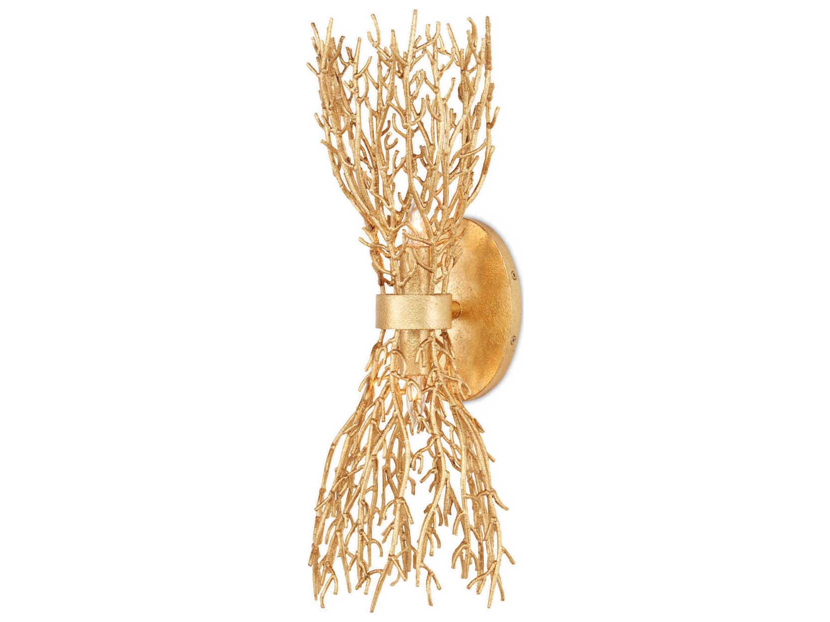 Currey & Company Sea Fan 2-Light Gold Gilt Wall Sconce