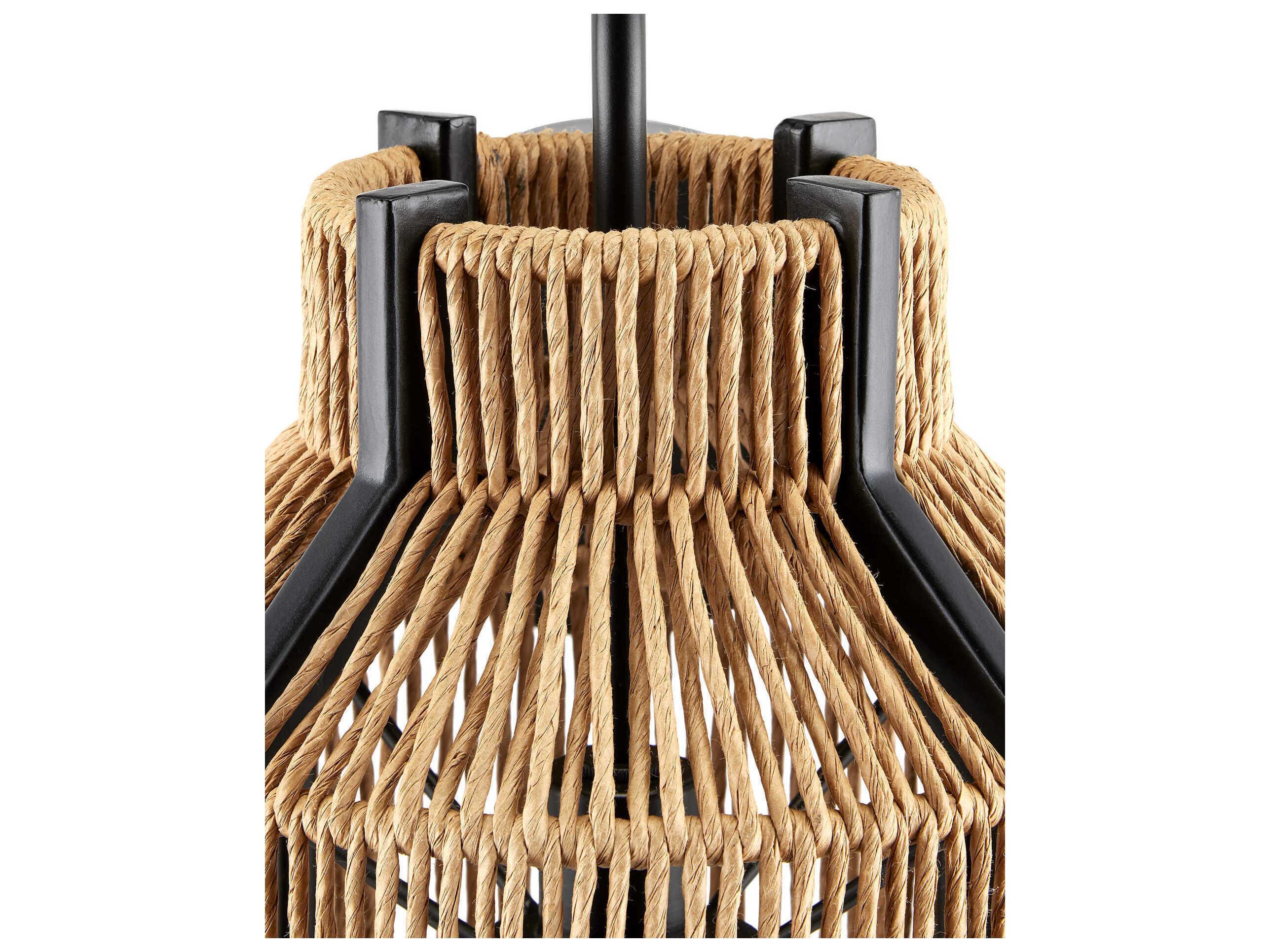 Currey & Company Mali 1-Light Kraft Paper Twine Satin Black Brown Wall Sconce