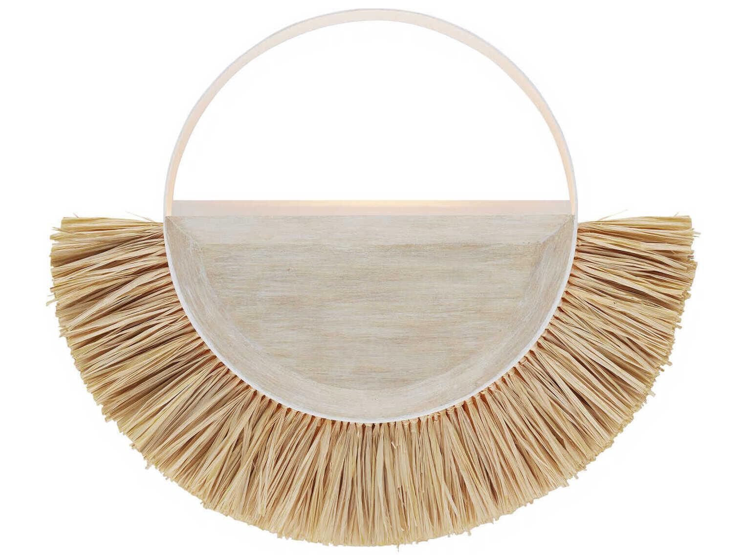 Currey & Company Seychelles 1-Light Sugar White Sandstone Natural Raffia Off Wall Sconce