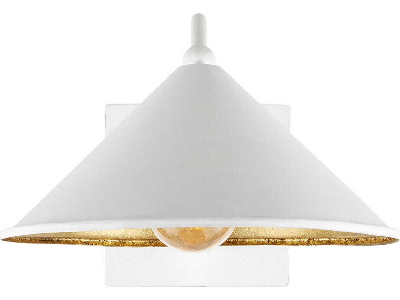 Currey & Company Serpa 1-Light Gesso White Contemporary Gold Leaf Wall Sconce
