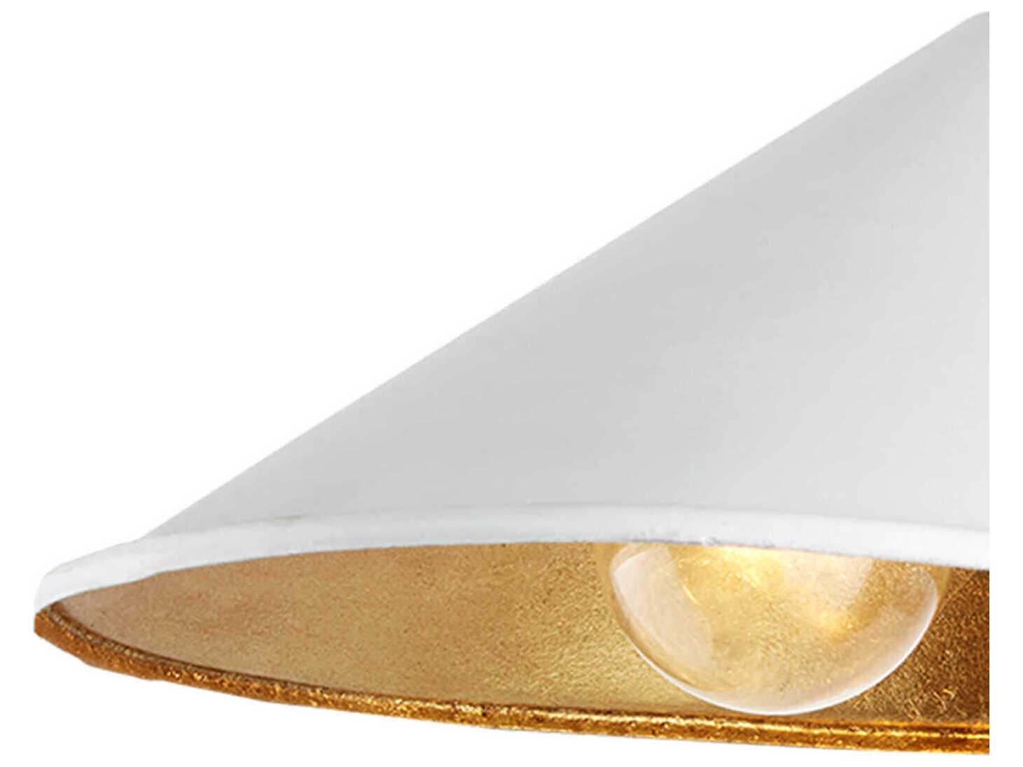 Currey & Company Serpa 1-Light Gesso White Contemporary Gold Leaf Wall Sconce