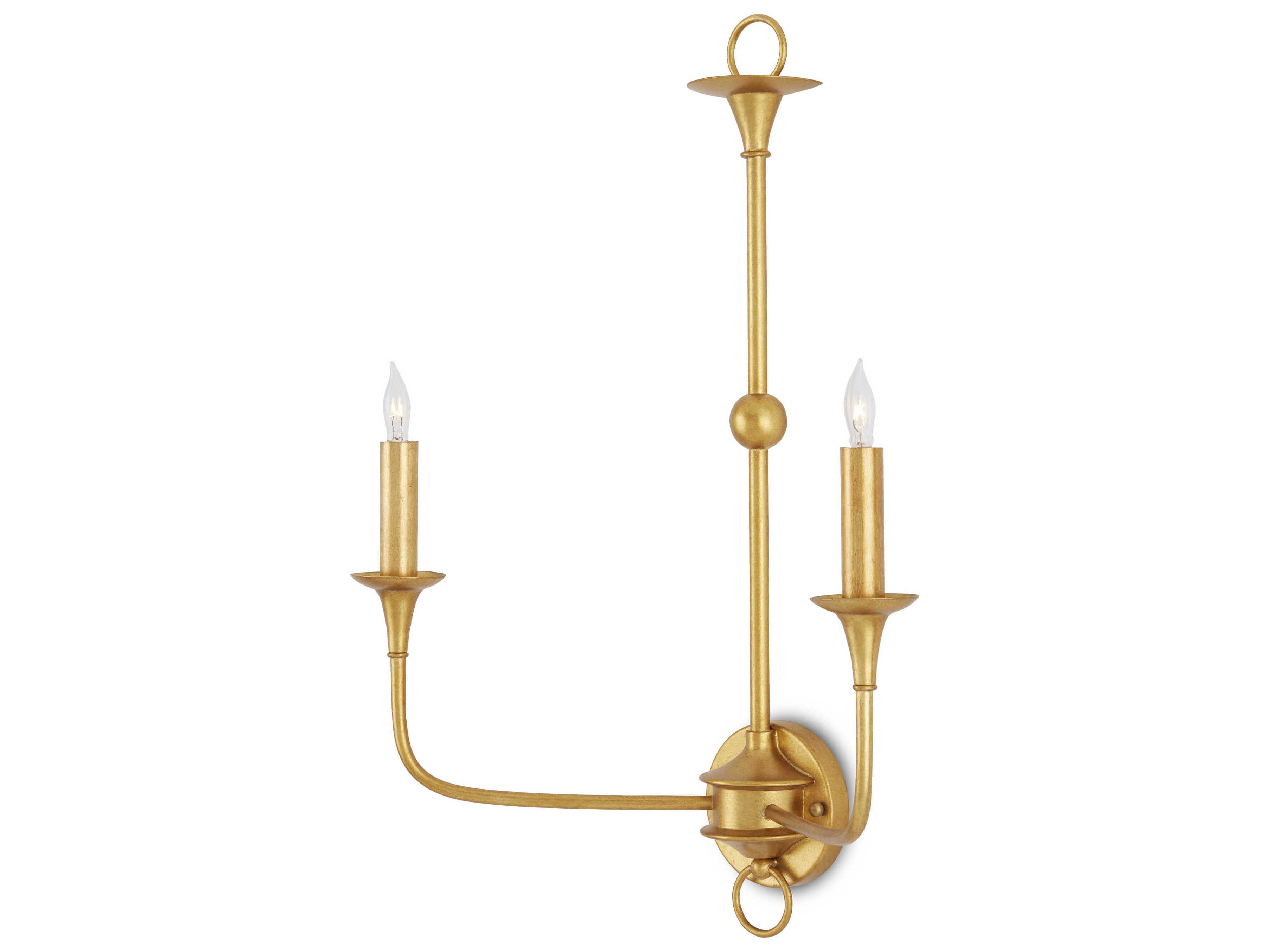 Currey & Company Nottaway 2-Light Contemporary Gold Leaf Wall Sconce