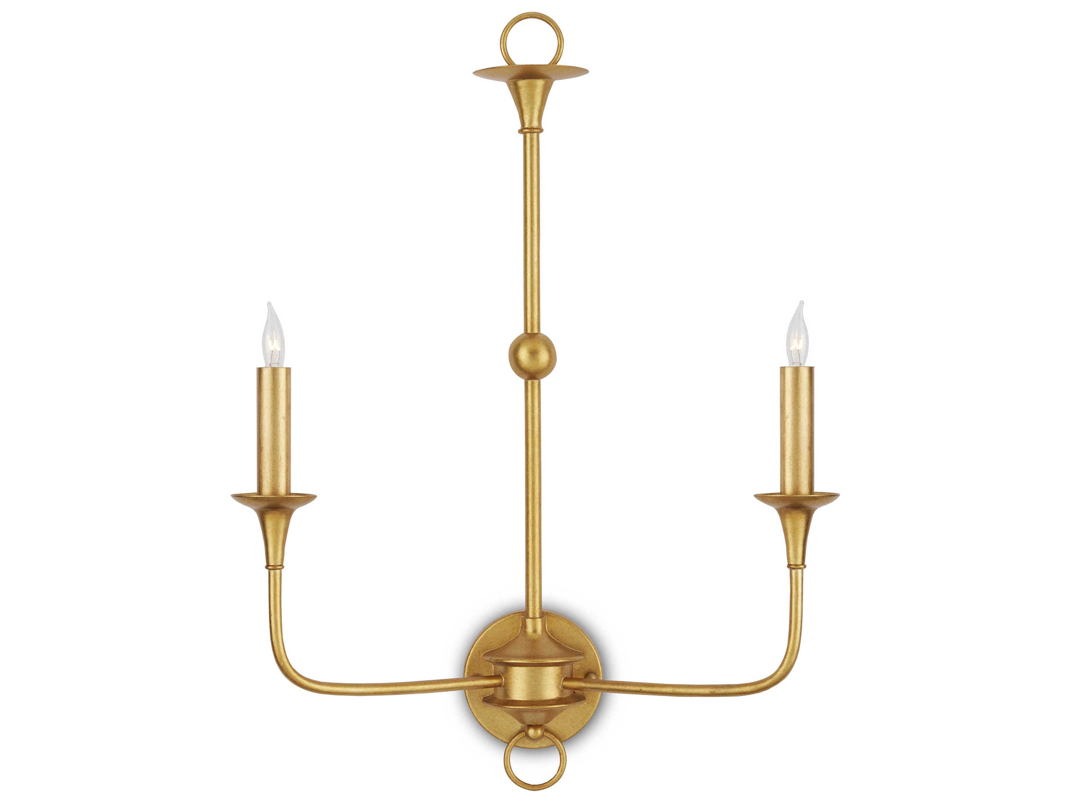 Currey & Company Nottaway 2-Light Contemporary Gold Leaf Wall Sconce