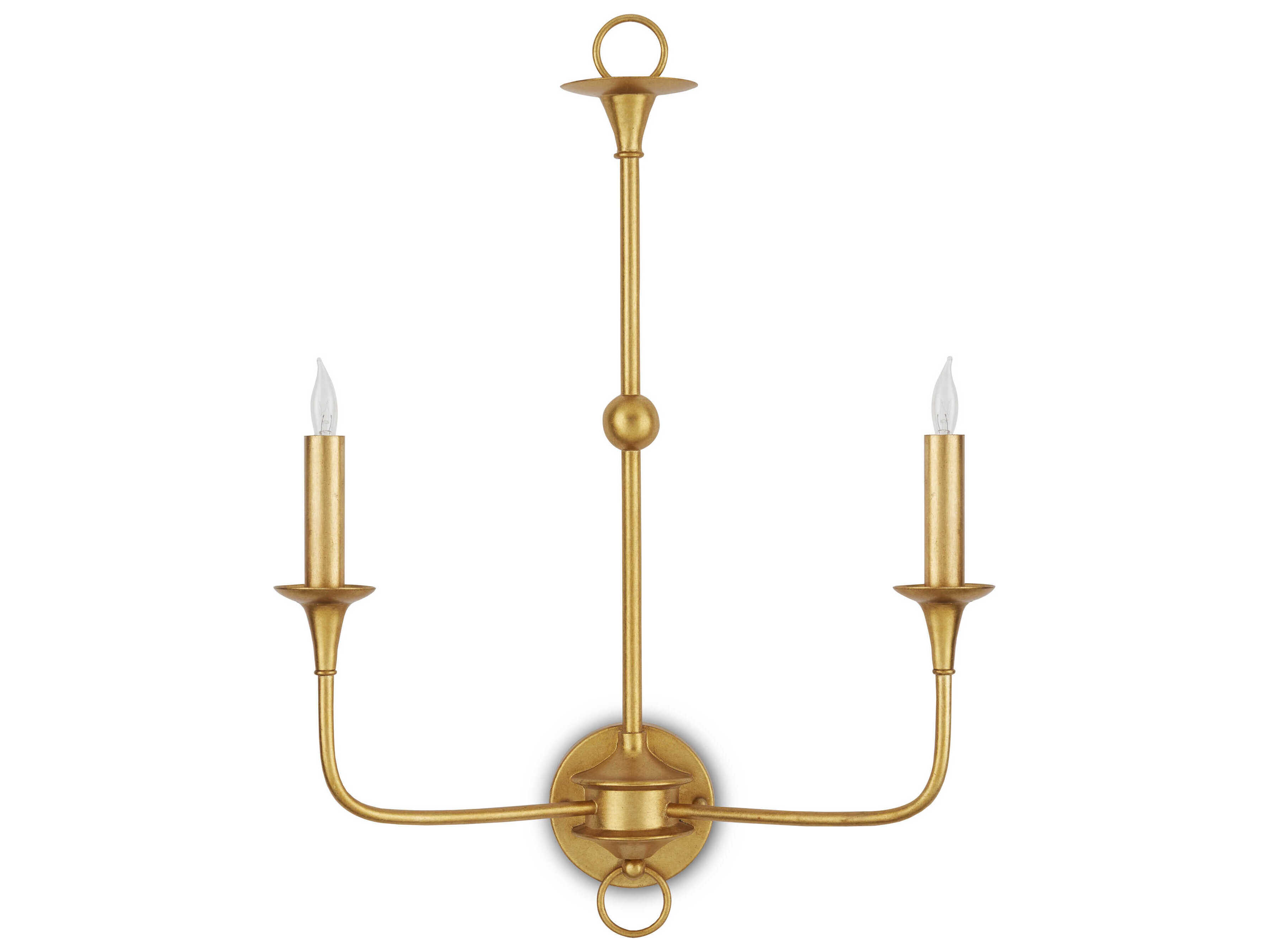 Currey & Company Nottaway 2-Light Contemporary Gold Leaf Wall Sconce