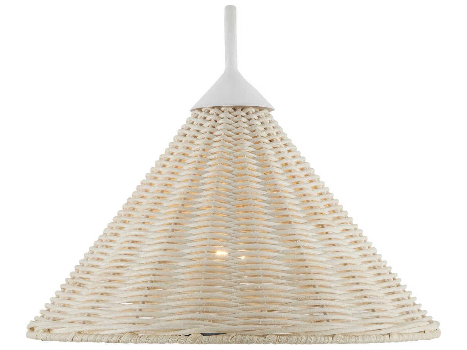 Currey & Company Basket 1-Light Gesso White bleached Swing Wall Sconce