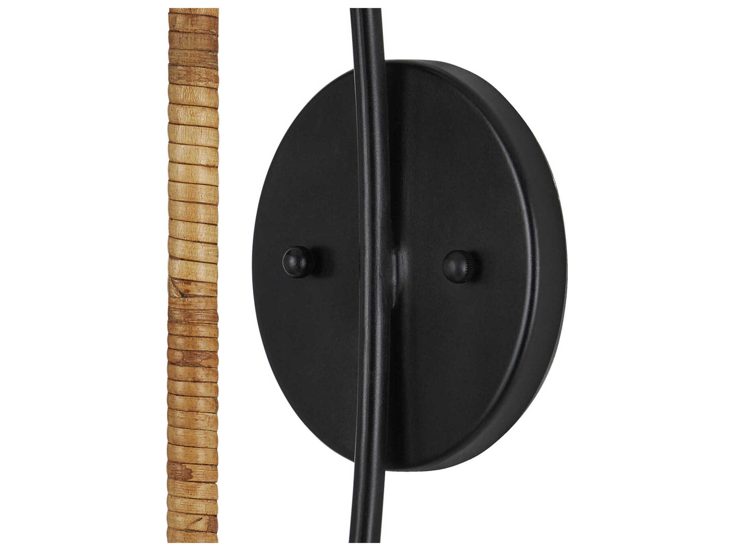 Currey & Company Capriole 1-Light Natural Satin Black Brown Wall Sconce