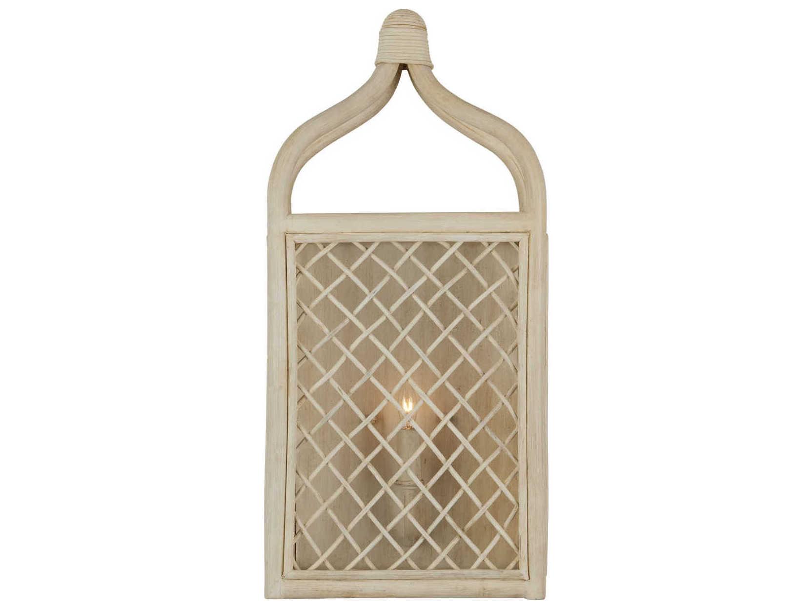 Currey & Company Wanstead 1-Light Bleached Natural Antique Pearl White Wall Sconce