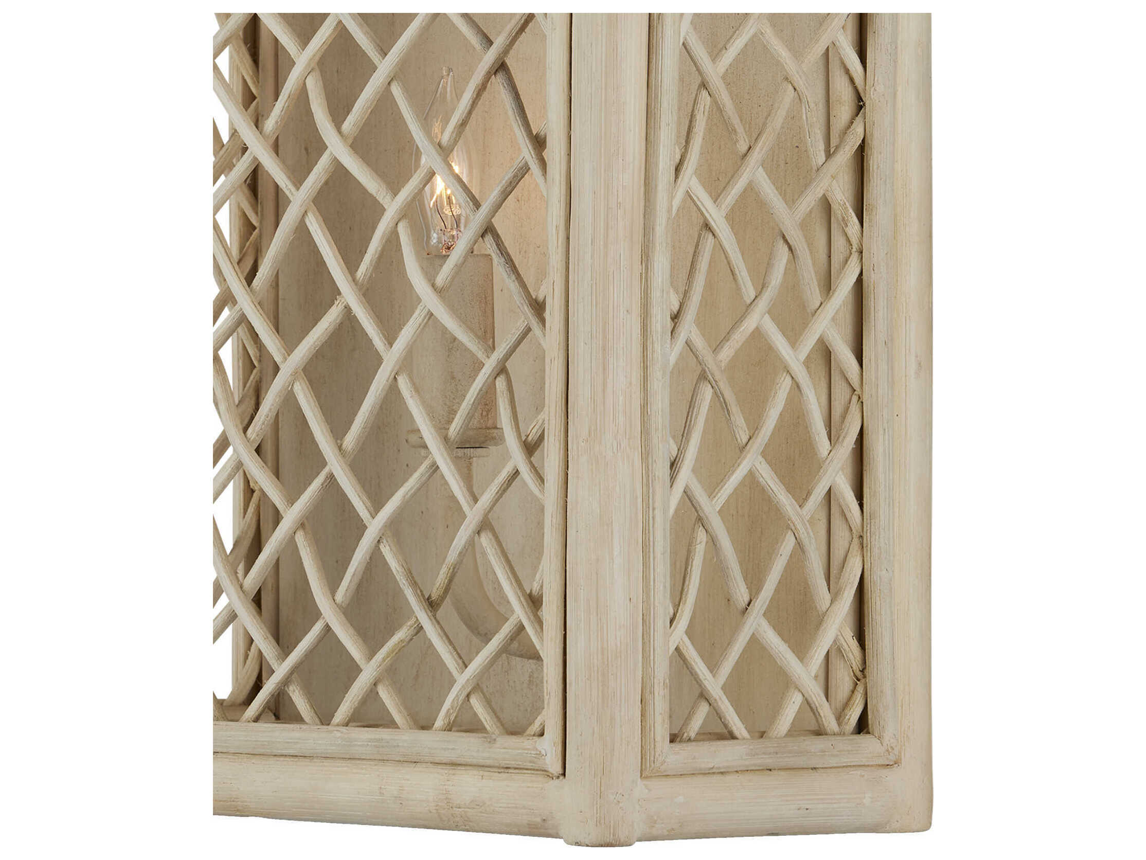 Currey & Company Wanstead 1-Light Bleached Natural Antique Pearl White Wall Sconce