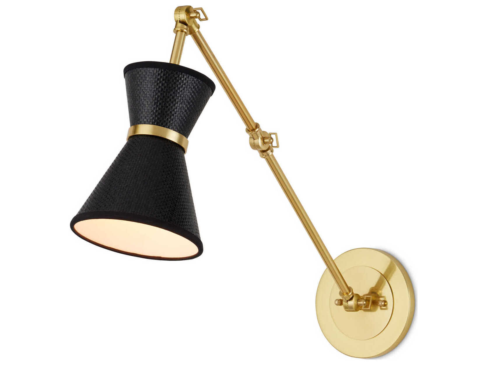 Currey & Company Avignon 1-Light Polished Brass Black Swing Wall Sconce