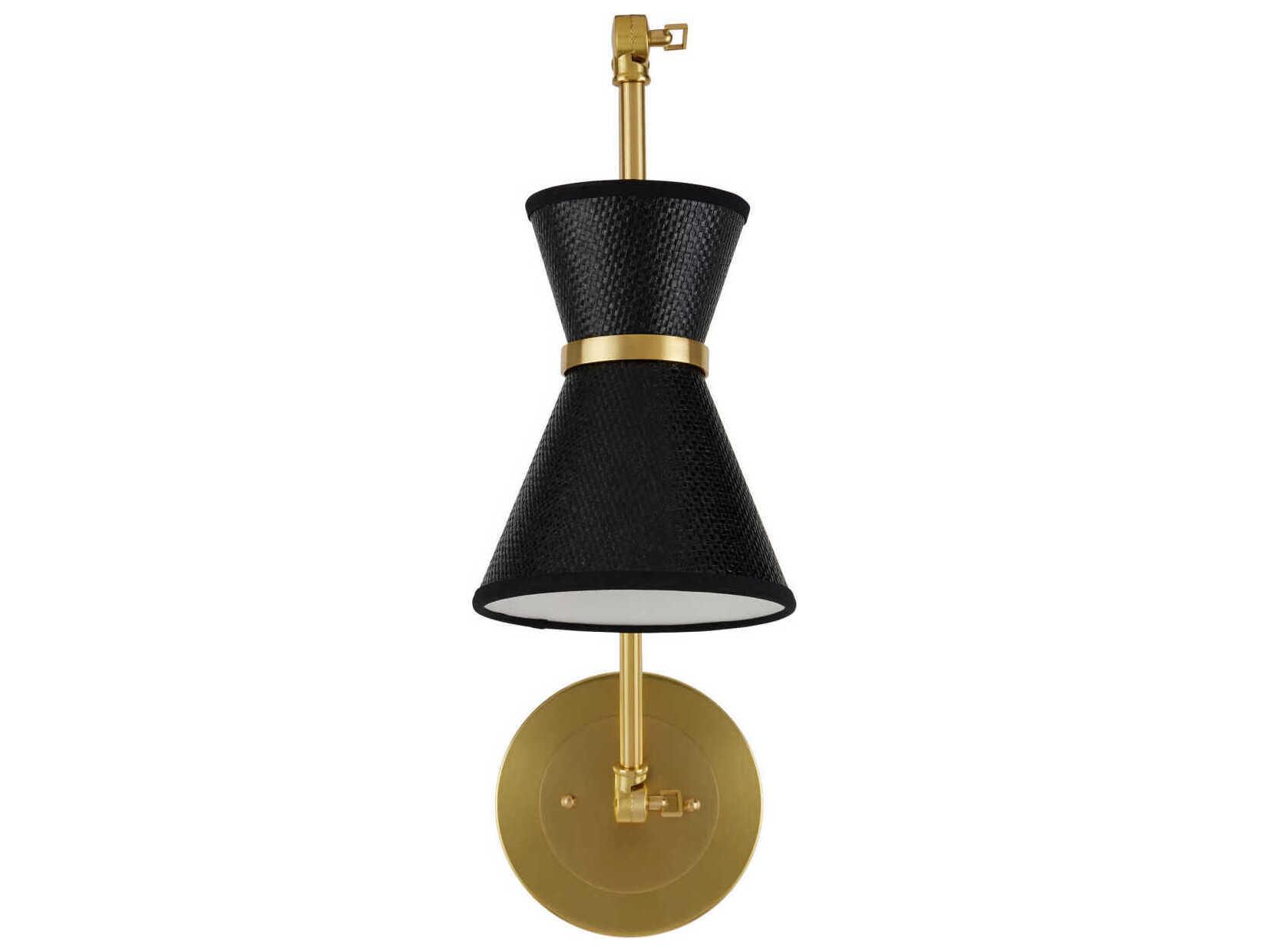 Currey & Company Avignon 1-Light Polished Brass Black Swing Wall Sconce