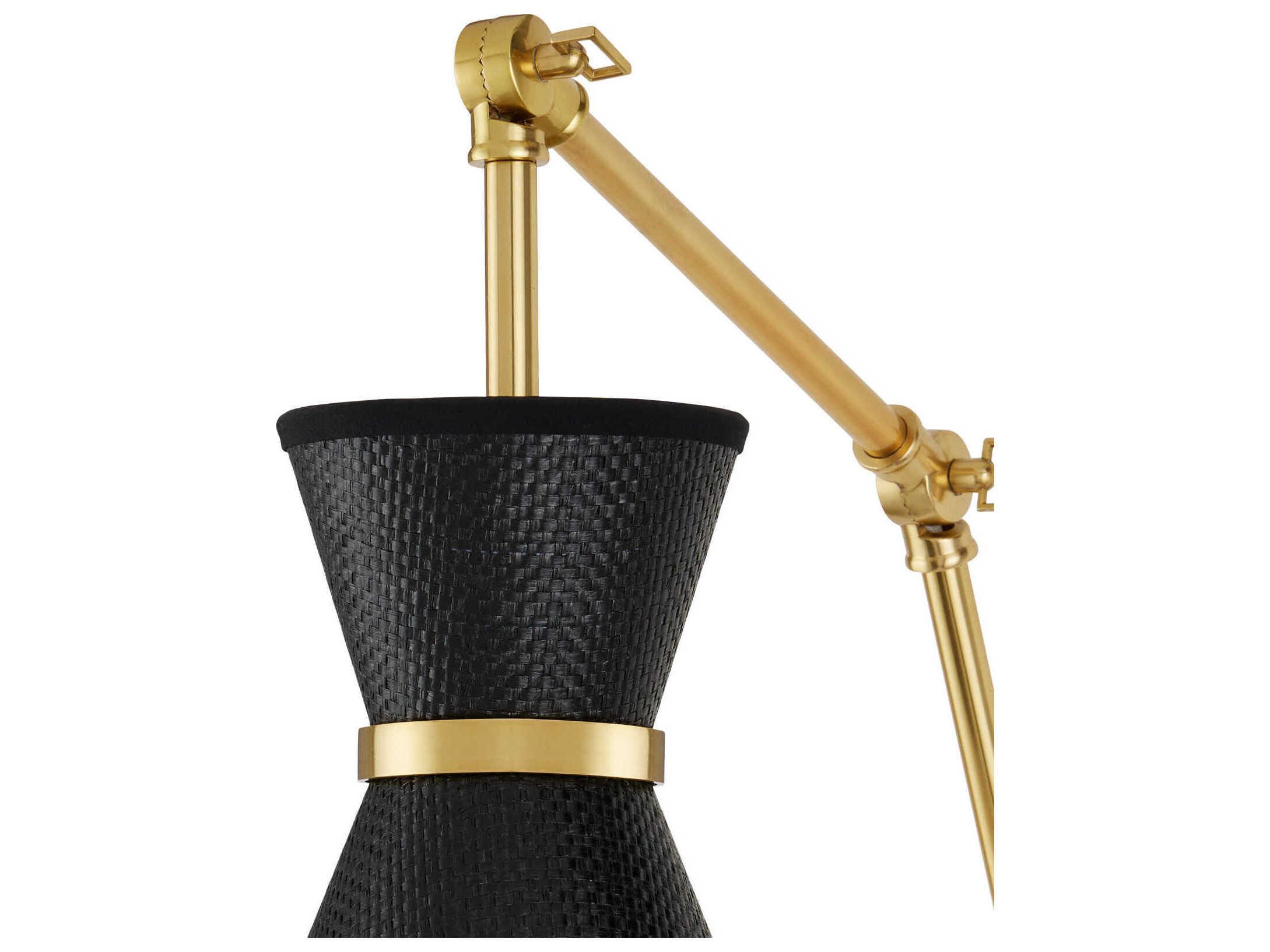 Currey & Company Avignon 1-Light Polished Brass Black Swing Wall Sconce