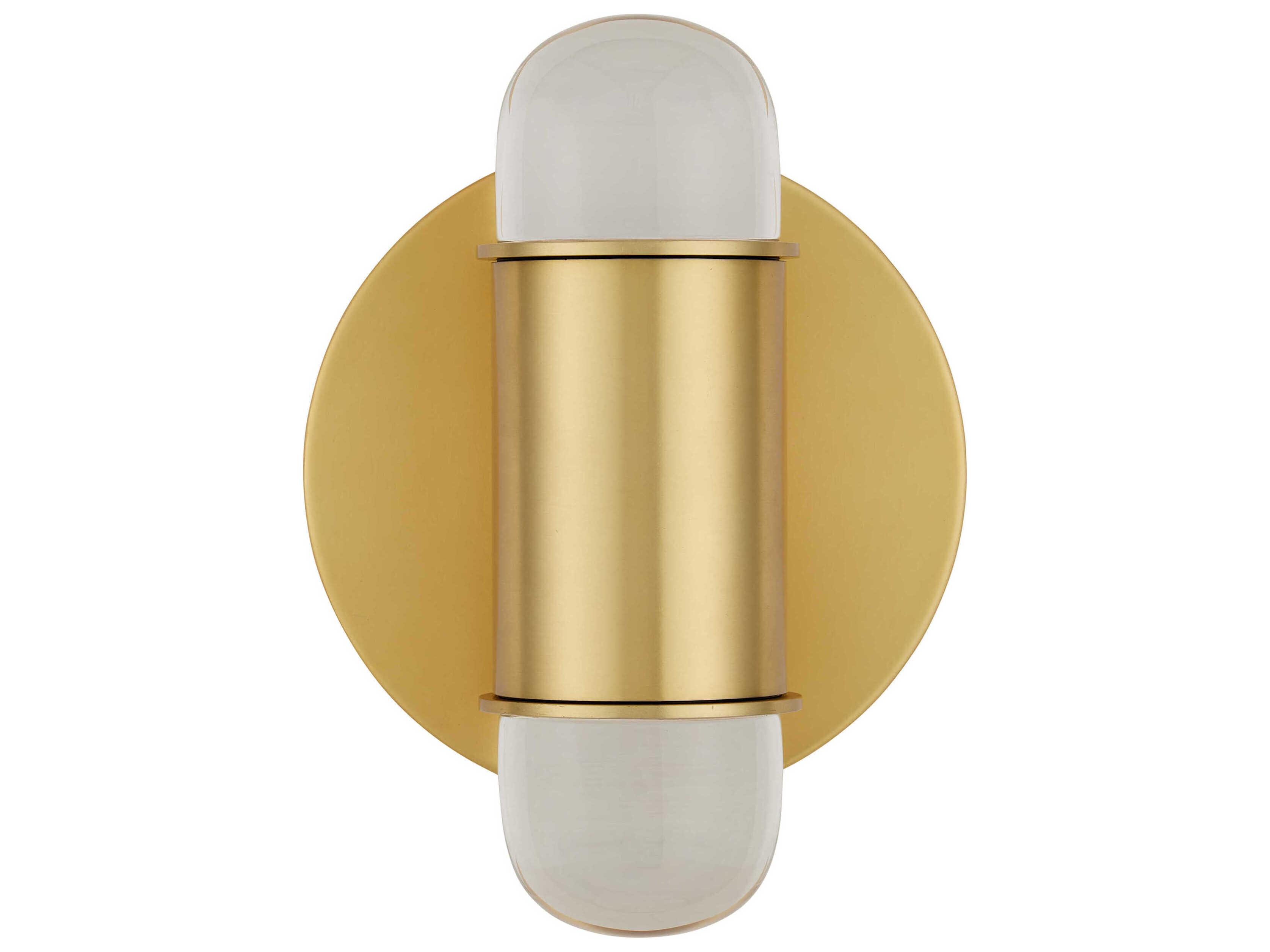 Currey & Company Capsule 2-Light Brushed Brass Clear Wall Sconce