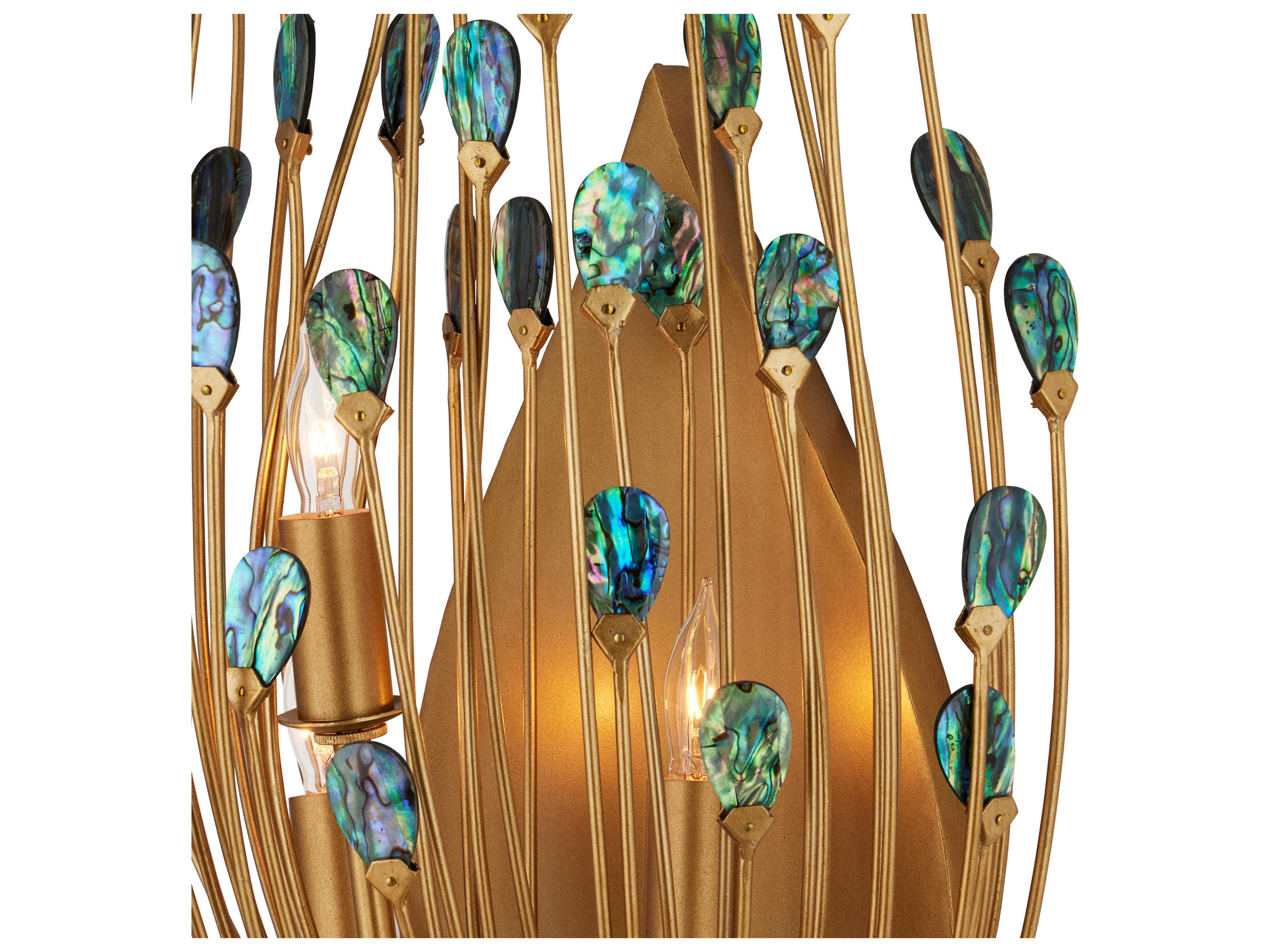 Currey & Company Delphos 3-Light Contemporary Gold Natural Wall Sconce