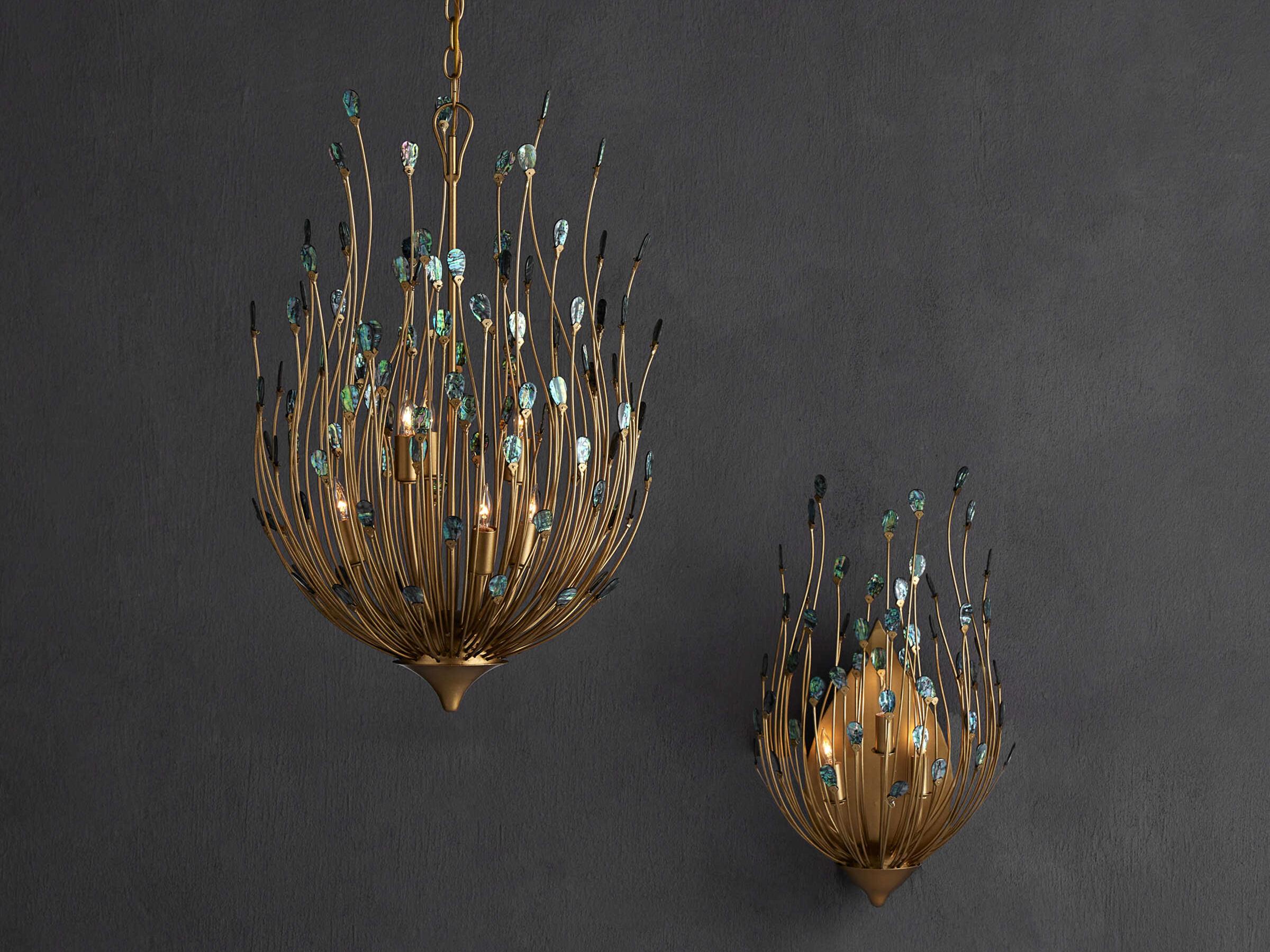 Currey & Company Delphos 3-Light Contemporary Gold Natural Wall Sconce