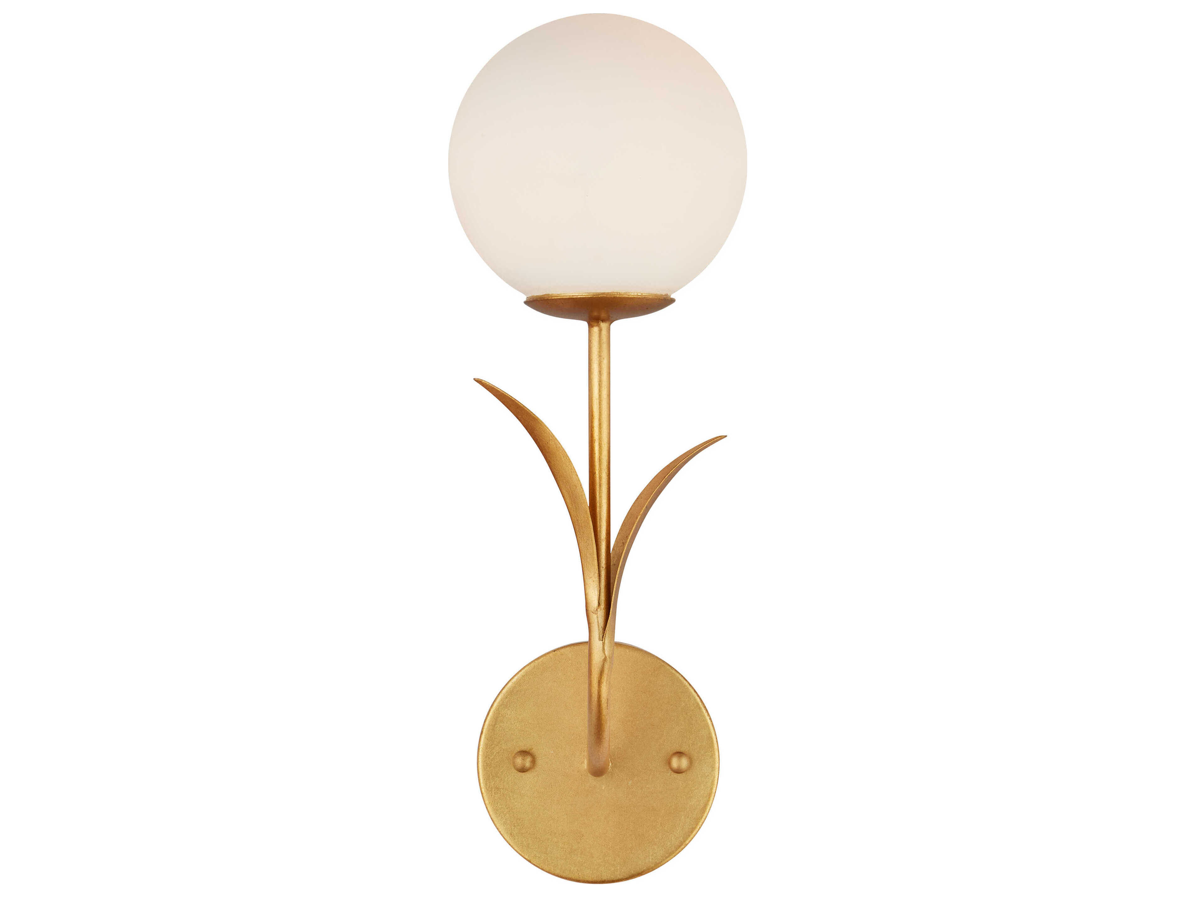 Currey & Company Rossville 1-Light Contemporary Gold Leaf Frosted White Wall Sconce