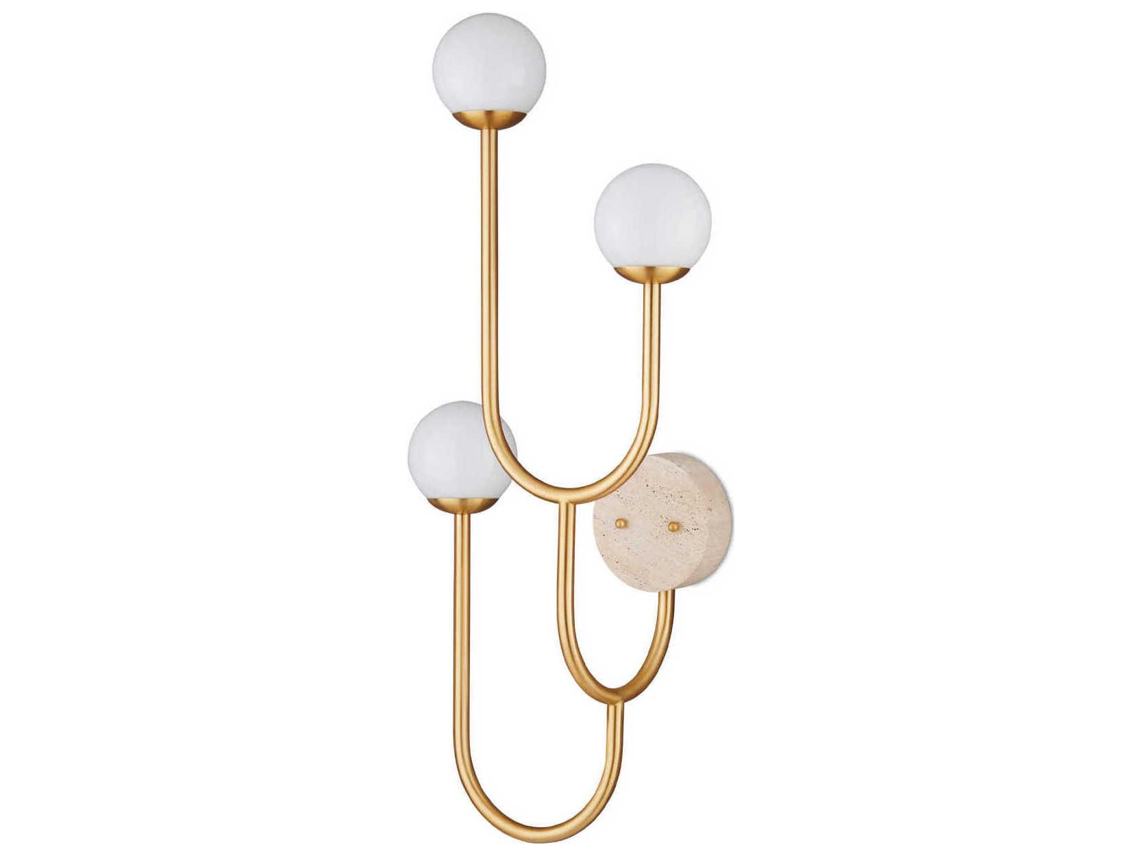 Currey & Company Highsmith 3-Light Brass Natural Wall Sconce