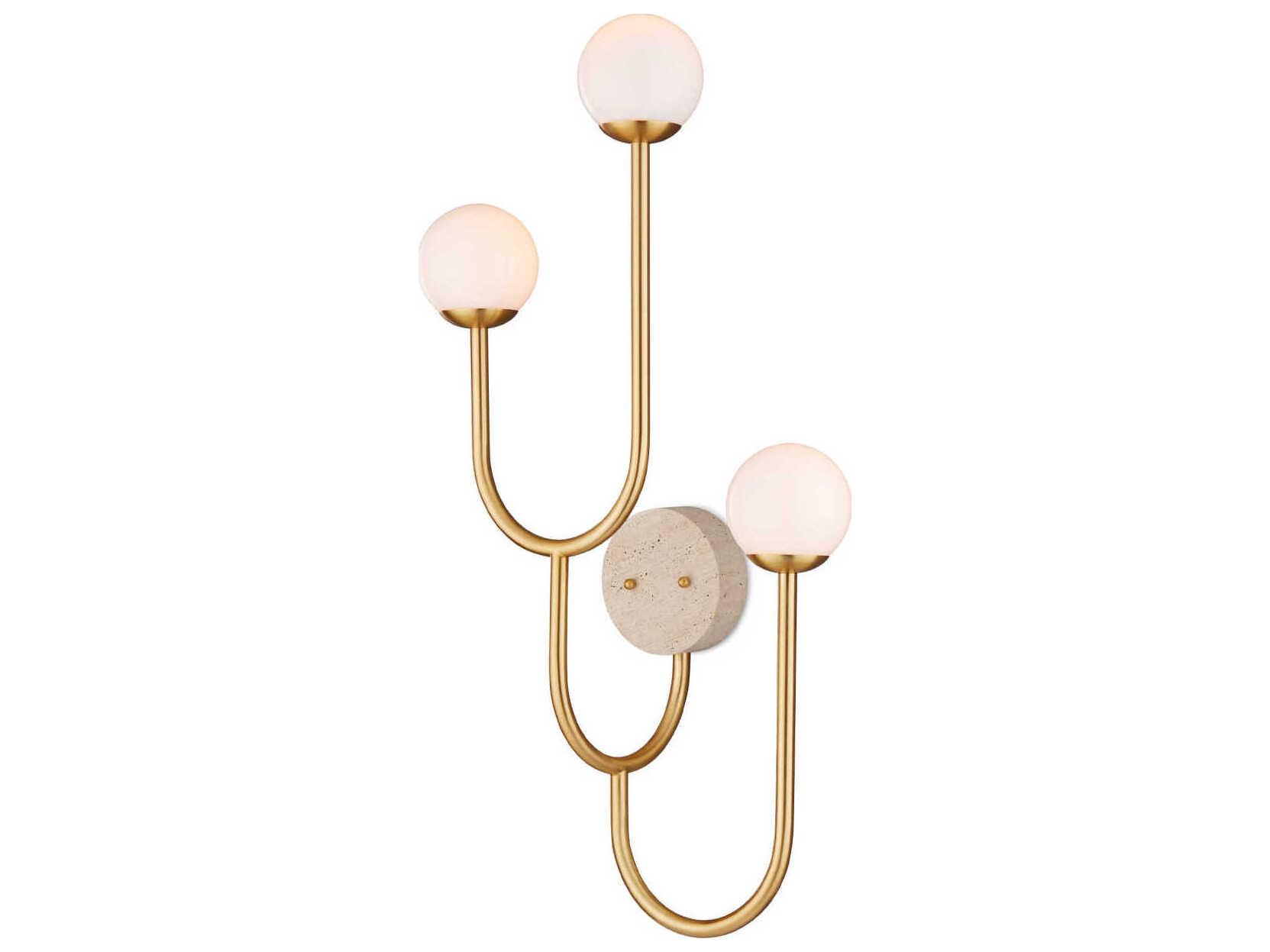 Currey & Company Highsmith 3-Light Brass Natural Wall Sconce