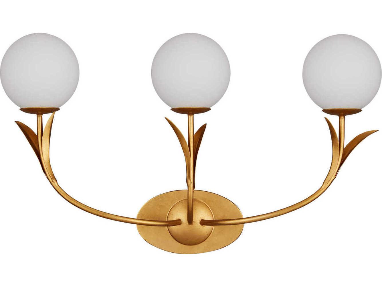 Currey & Company Rossville 3-light Contemporary Gold Leaf Vanity Light