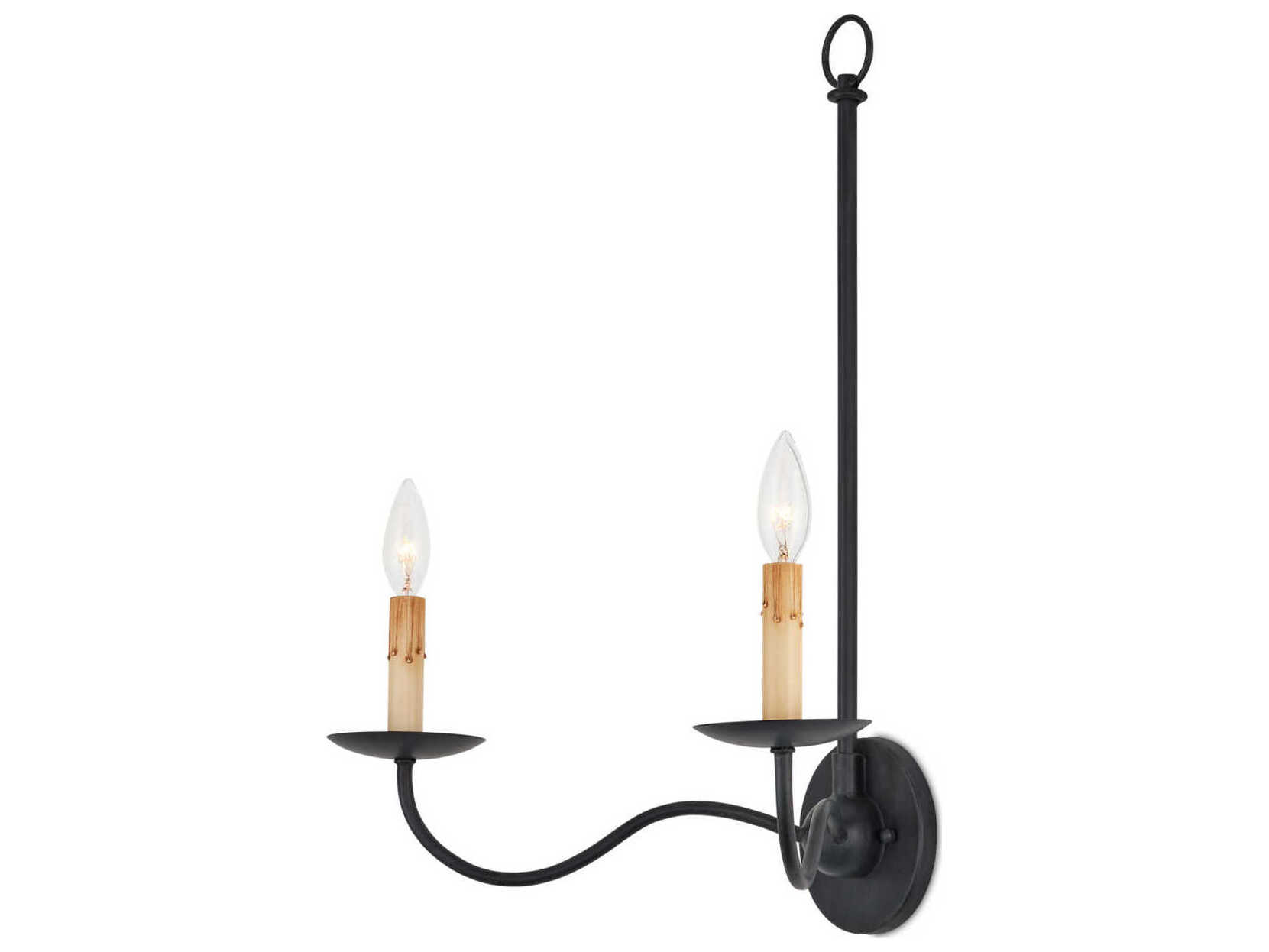 Currey & Company Saxon 2-Light Zanzibar Black Wall Sconce