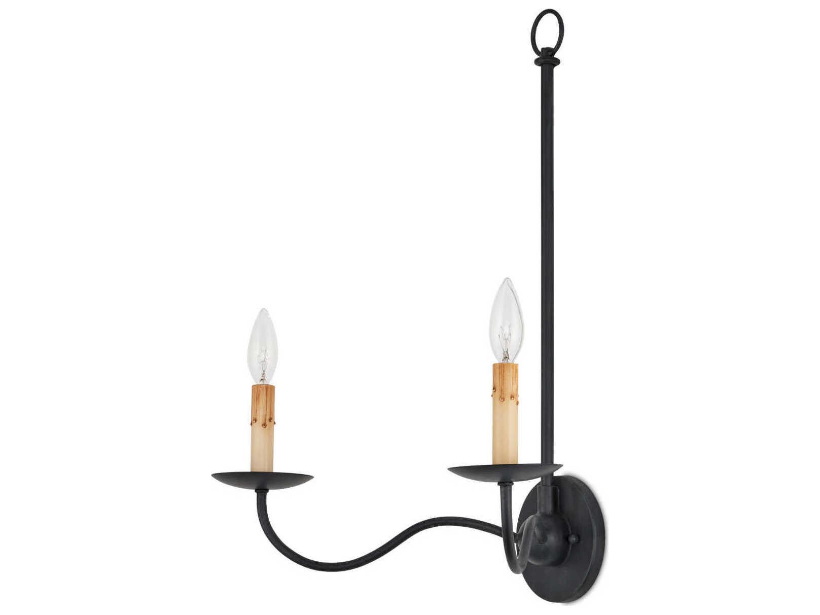 Currey & Company Saxon 2-Light Zanzibar Black Wall Sconce