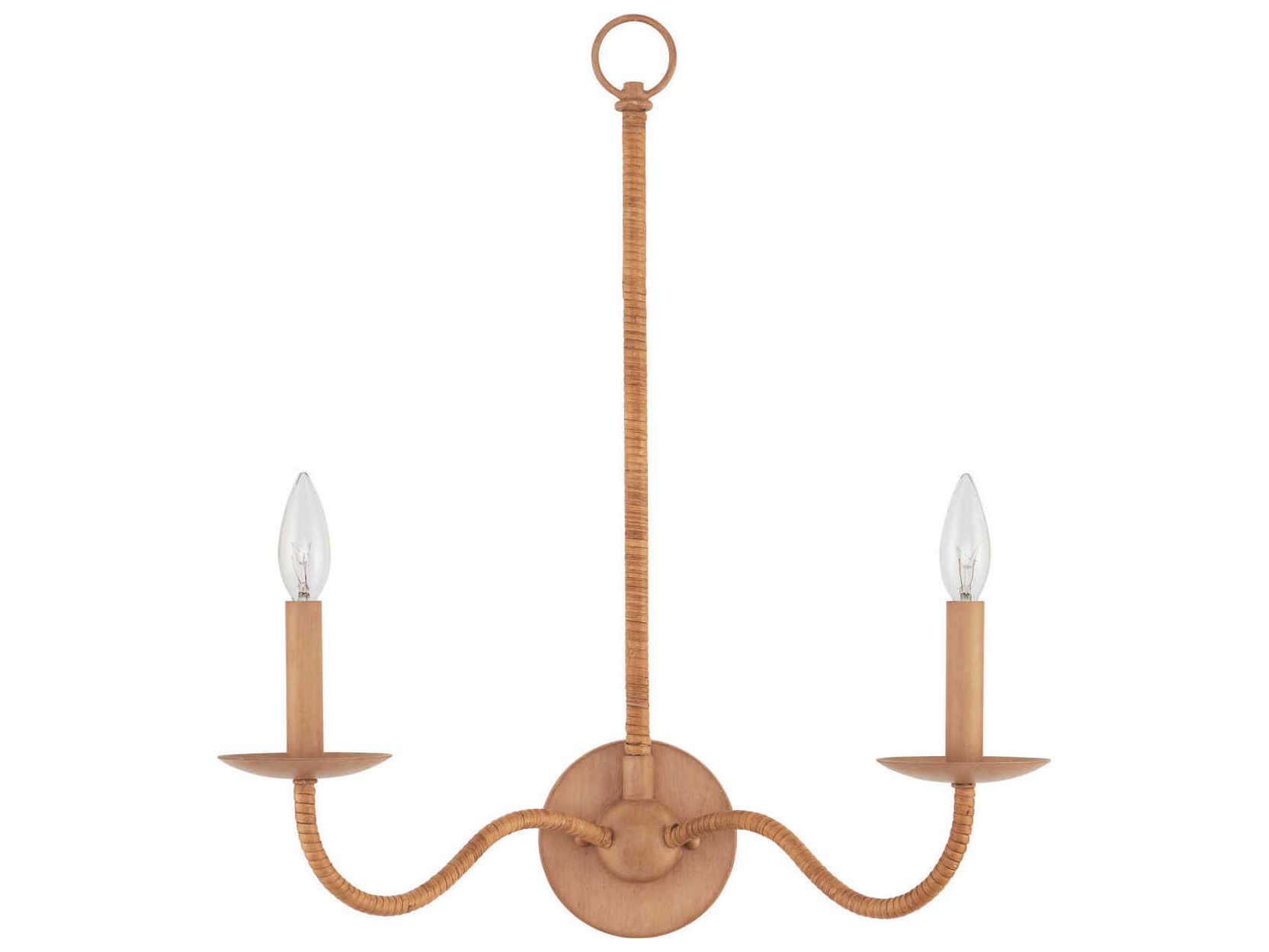 Currey & Company Saxon 2-Light Saddle Tan Natural Brown Wall Sconce