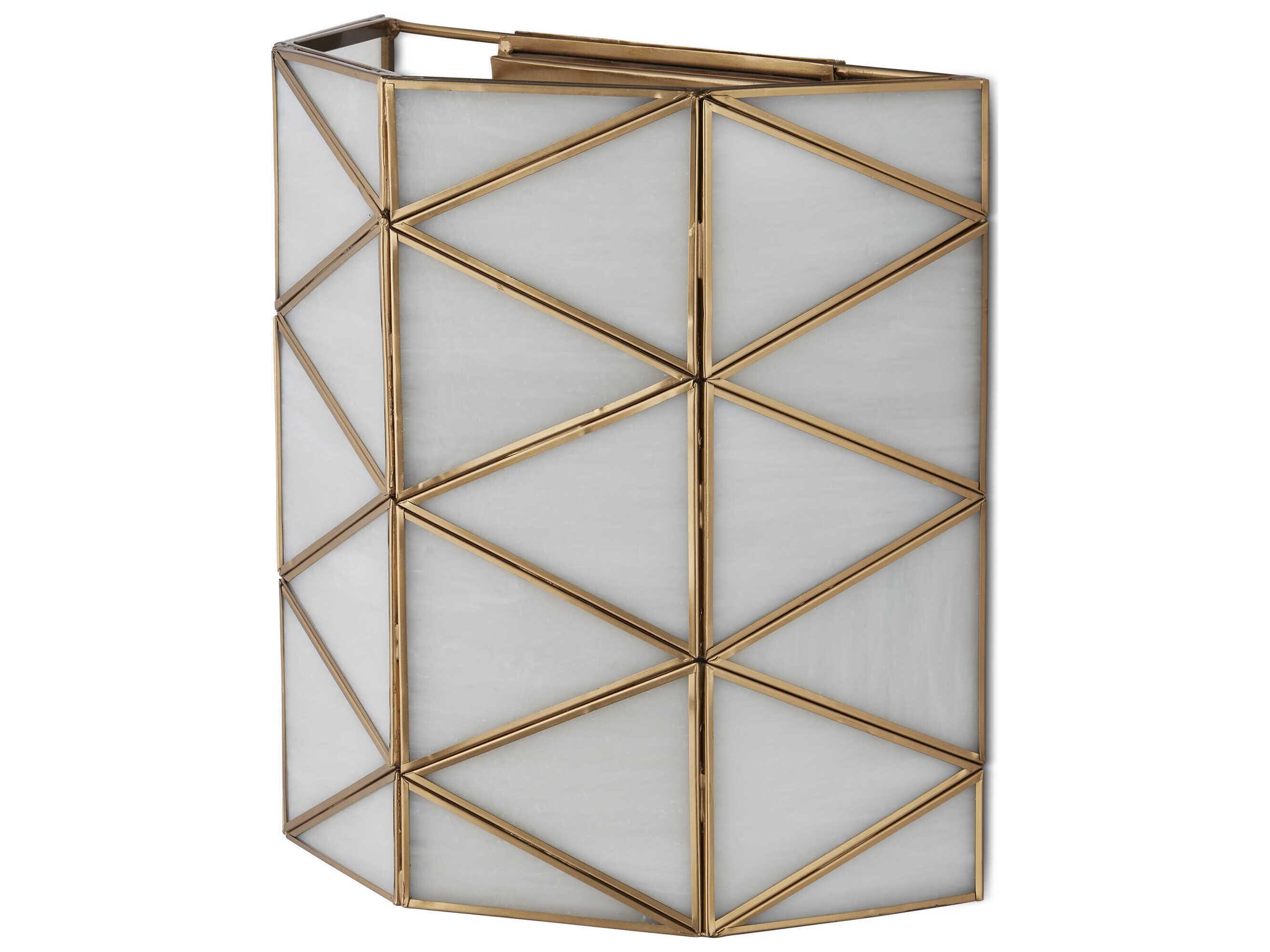 Currey & Company Polyhedron 1-Light White Antique Brass Wall Sconce